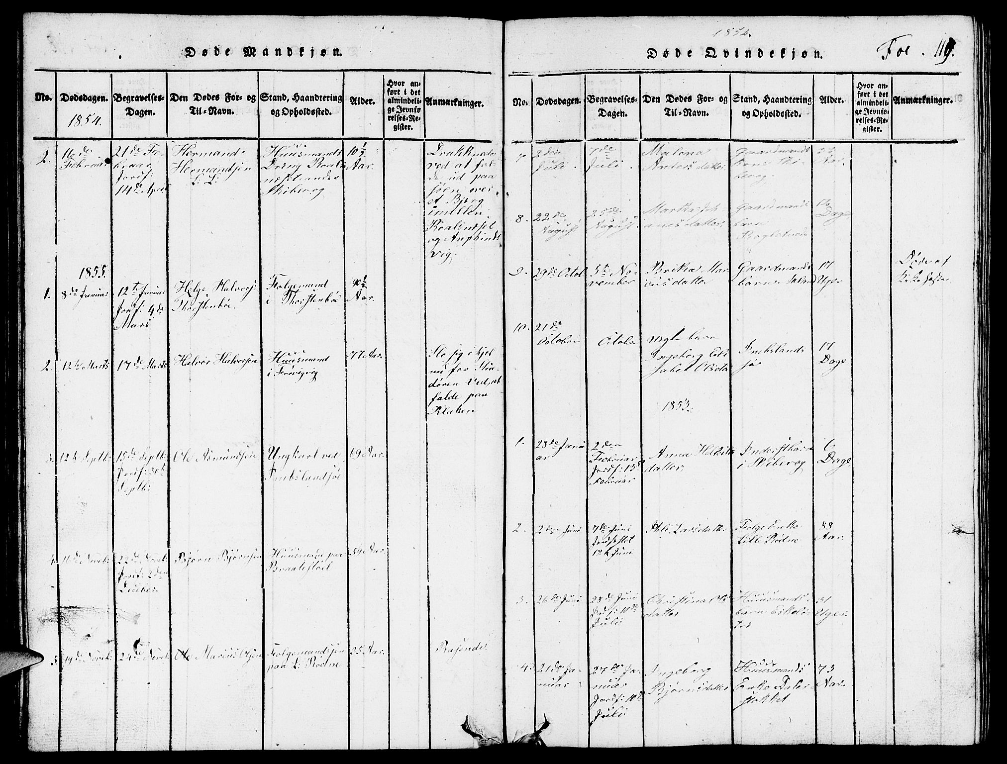 Vikedal sokneprestkontor, SAST/A-101840/01/V: Parish register (copy) no. B 3, 1816-1867, p. 119