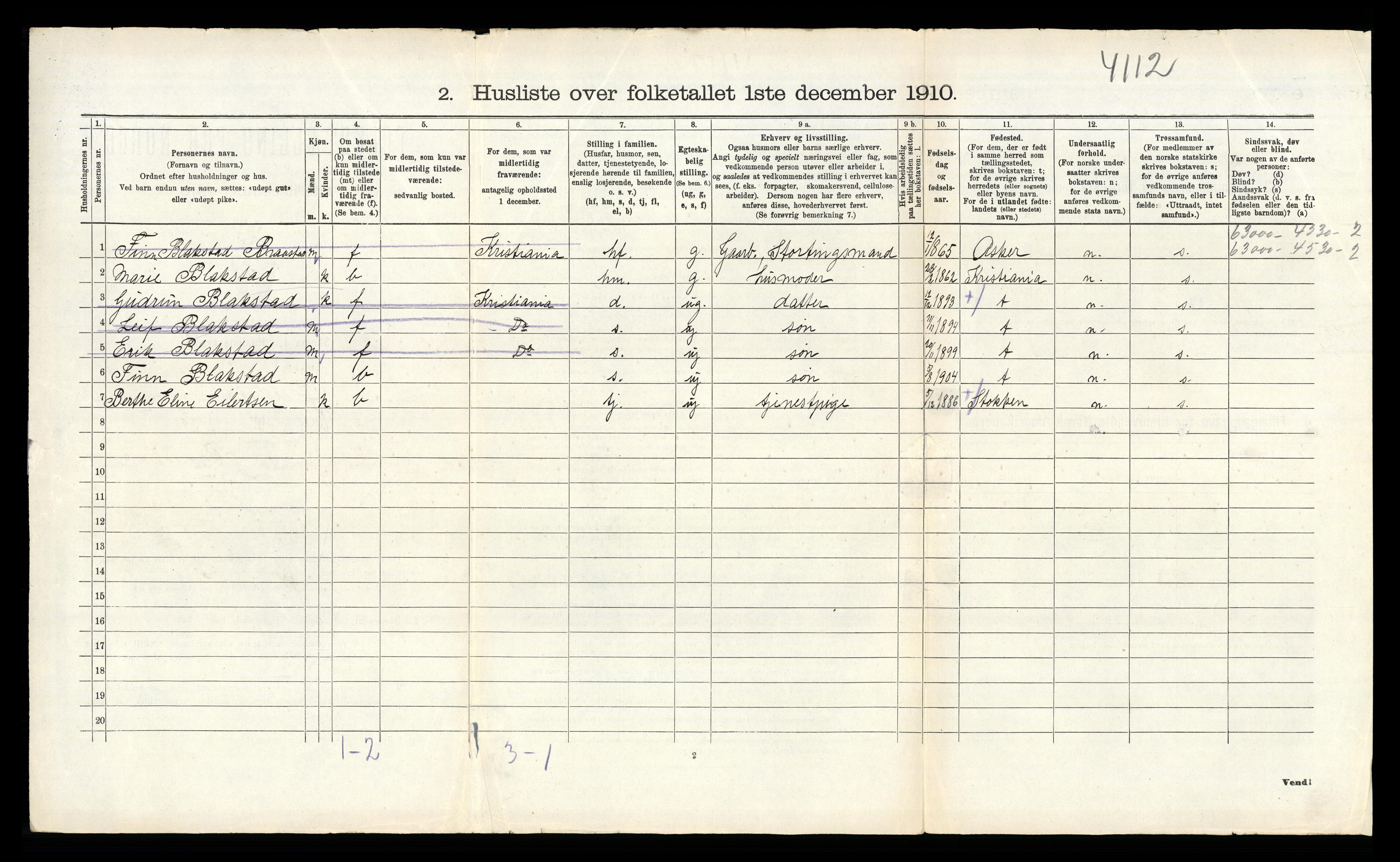 RA, 1910 census for Øyestad, 1910, p. 1617