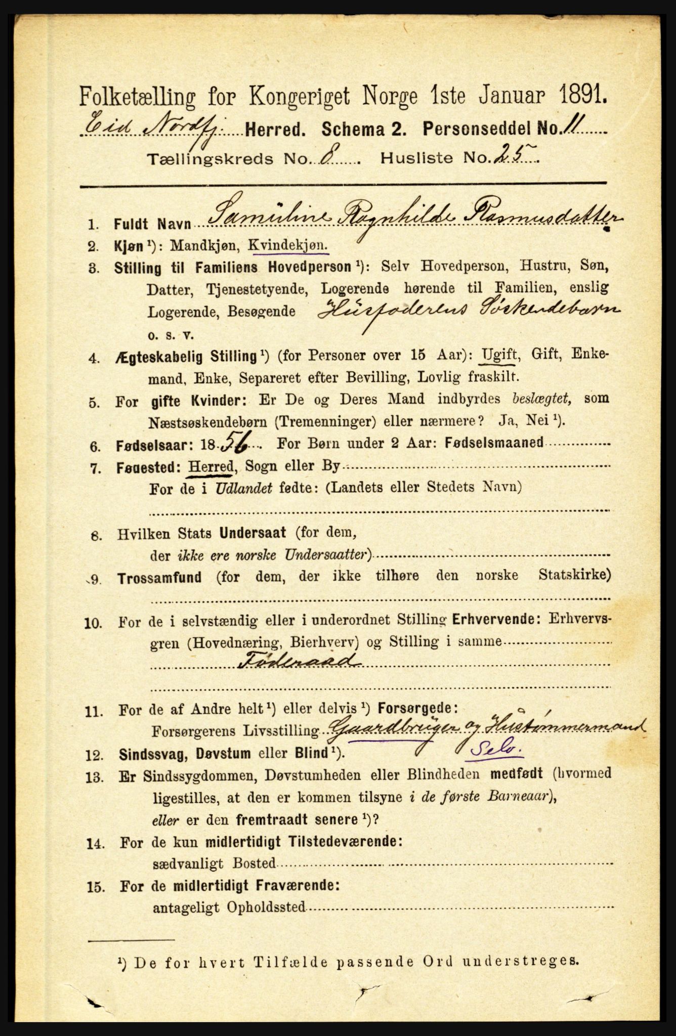 RA, 1891 census for 1443 Eid, 1891, p. 2140