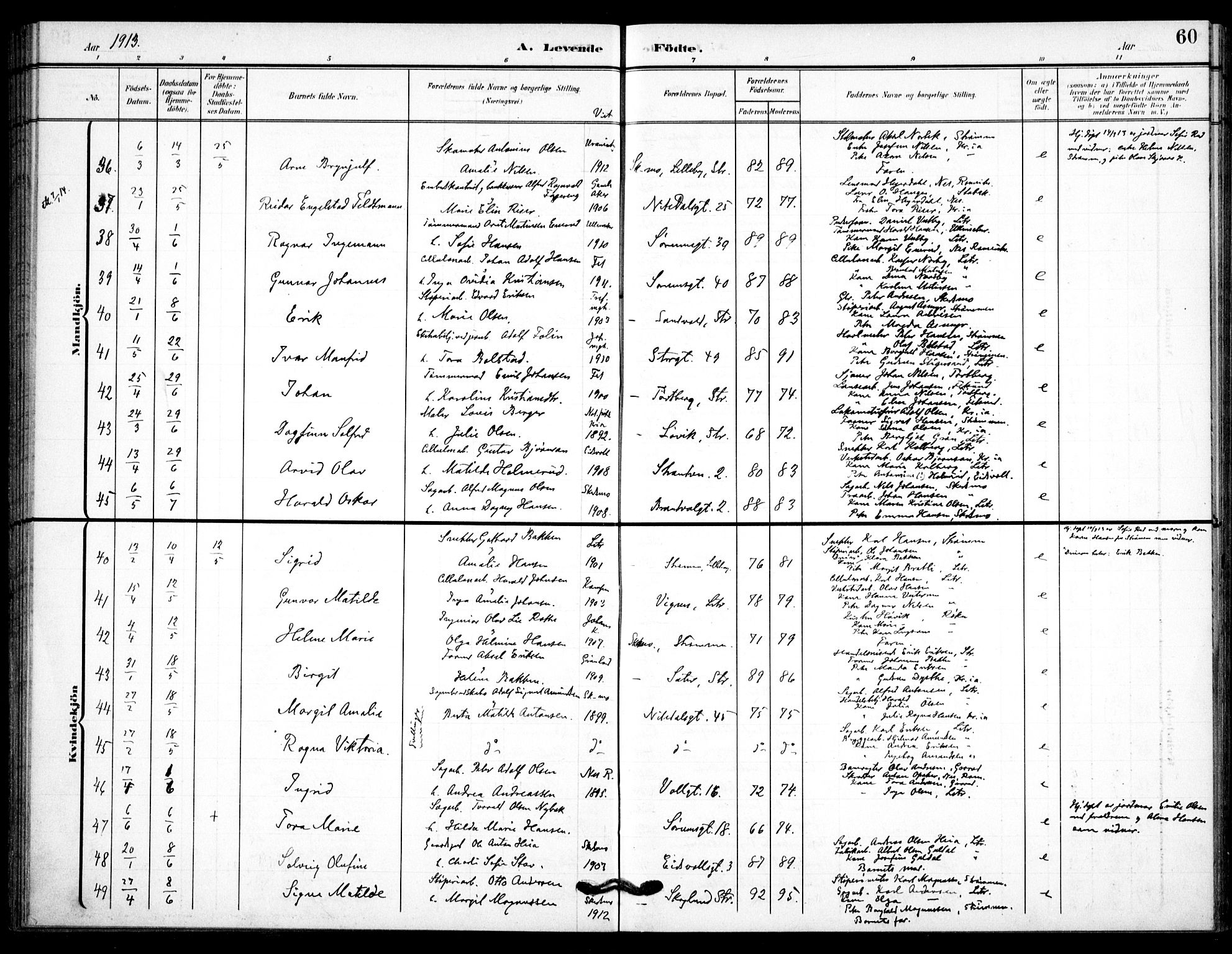 Skedsmo prestekontor Kirkebøker, AV/SAO-A-10033a/F/Fc/L0001: Parish register (official) no. III 1, 1908-1916, p. 60