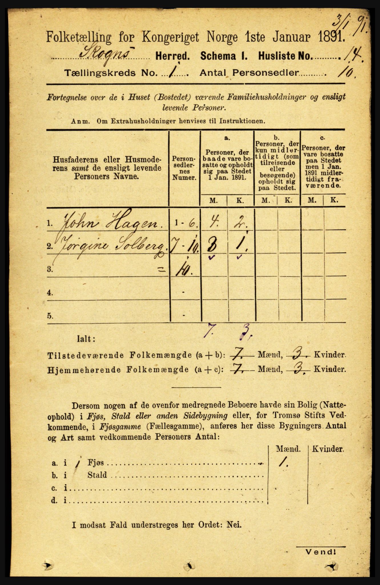 RA, 1891 census for 1719 Skogn, 1891, p. 38