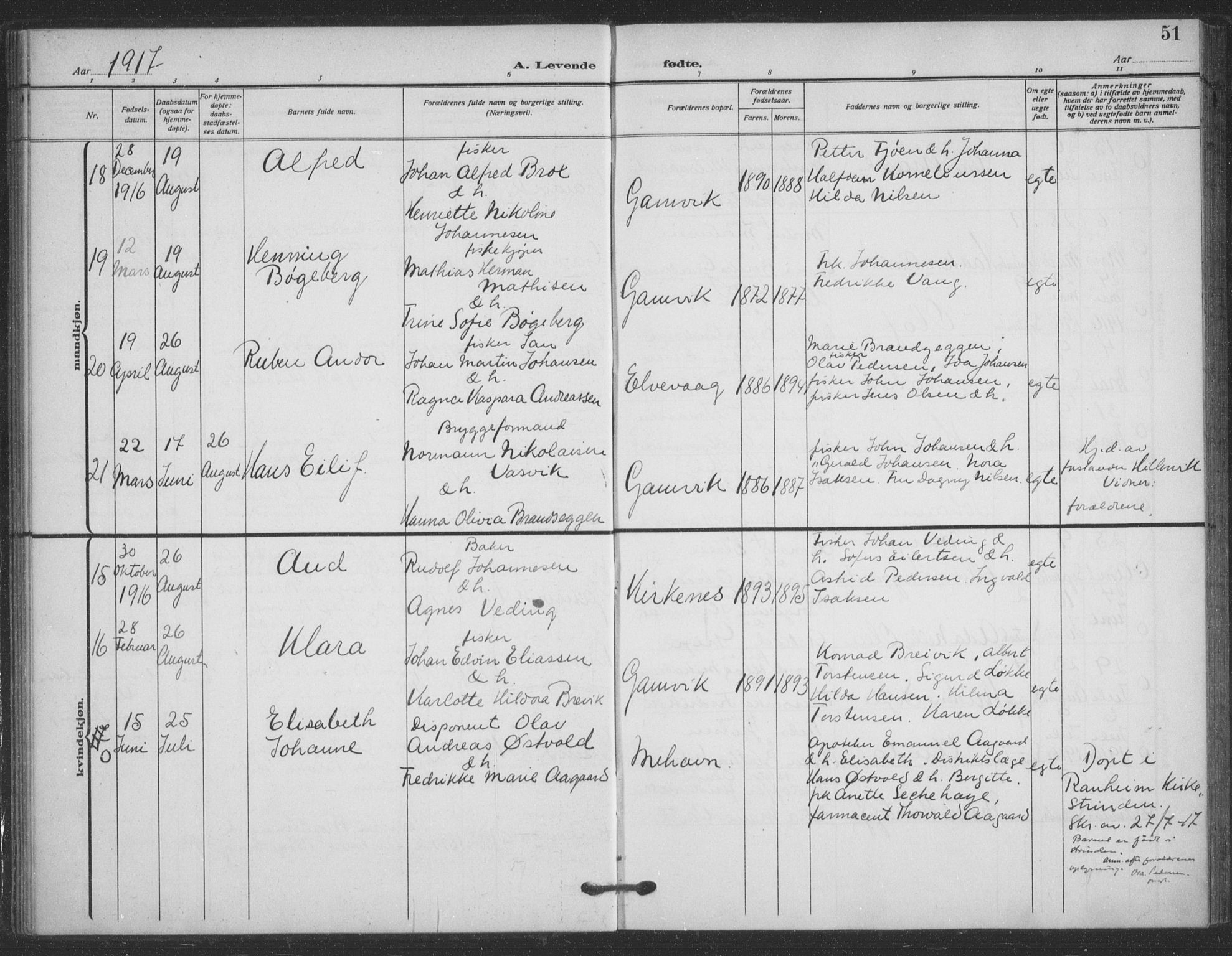 Tana sokneprestkontor, AV/SATØ-S-1334/H/Ha/L0008kirke: Parish register (official) no. 8, 1908-1920, p. 51