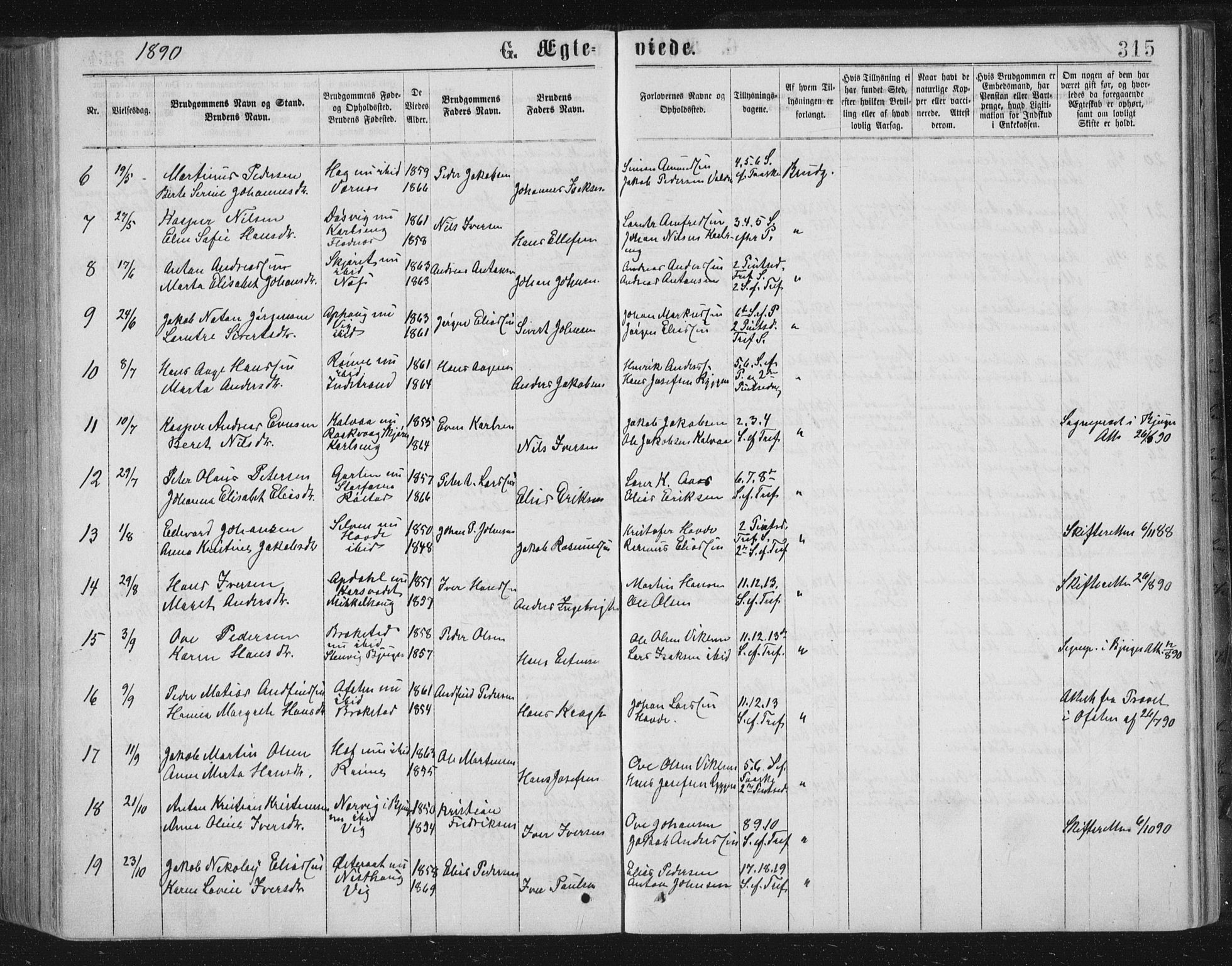 Ministerialprotokoller, klokkerbøker og fødselsregistre - Sør-Trøndelag, SAT/A-1456/659/L0745: Parish register (copy) no. 659C02, 1869-1892, p. 315