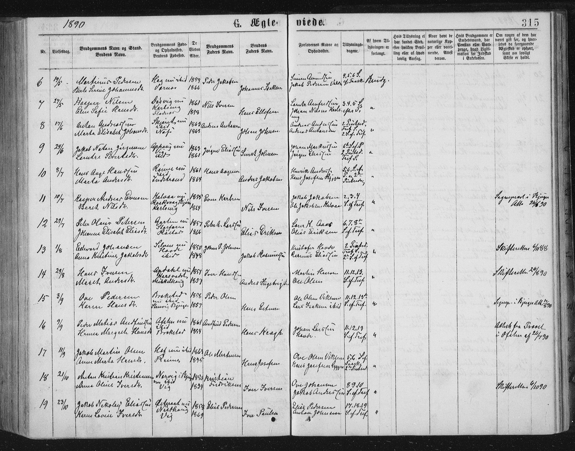 Ministerialprotokoller, klokkerbøker og fødselsregistre - Sør-Trøndelag, AV/SAT-A-1456/659/L0745: Parish register (copy) no. 659C02, 1869-1892, p. 315