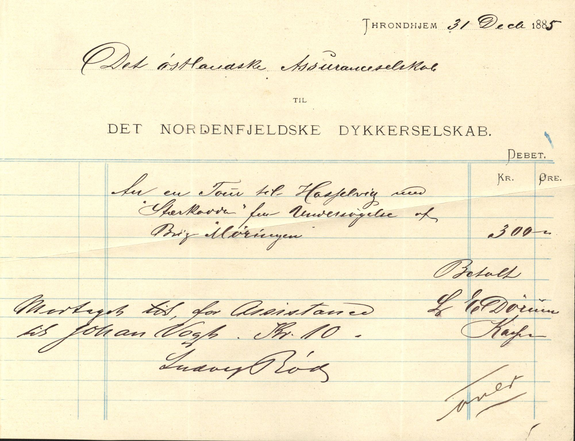 Pa 63 - Østlandske skibsassuranceforening, VEMU/A-1079/G/Ga/L0018/0009: Havaridokumenter / Tellus, Activ, Ellida, Laurel, Møringen, Mjølner, 1885, p. 29