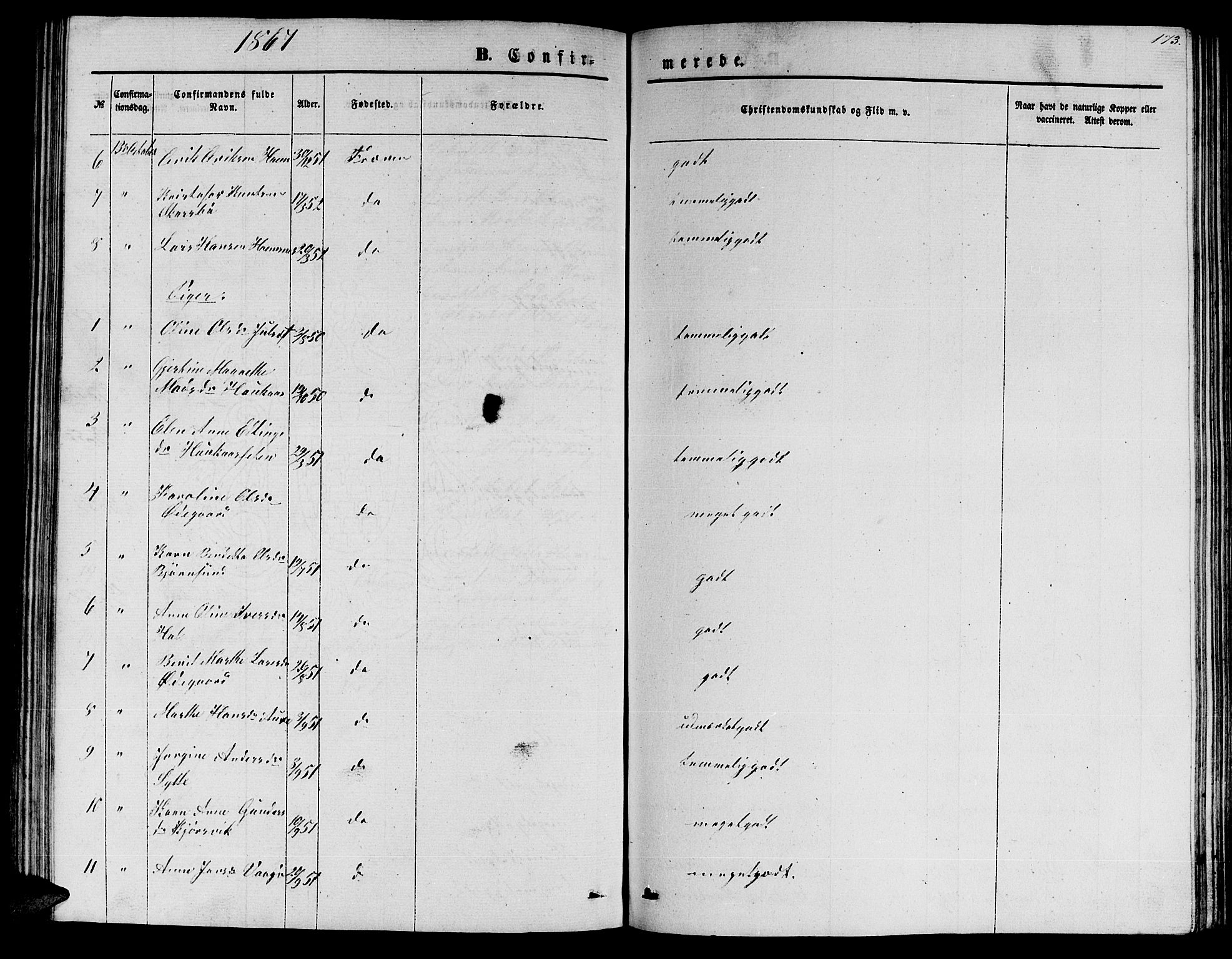 Ministerialprotokoller, klokkerbøker og fødselsregistre - Møre og Romsdal, AV/SAT-A-1454/565/L0753: Parish register (copy) no. 565C02, 1845-1870, p. 172