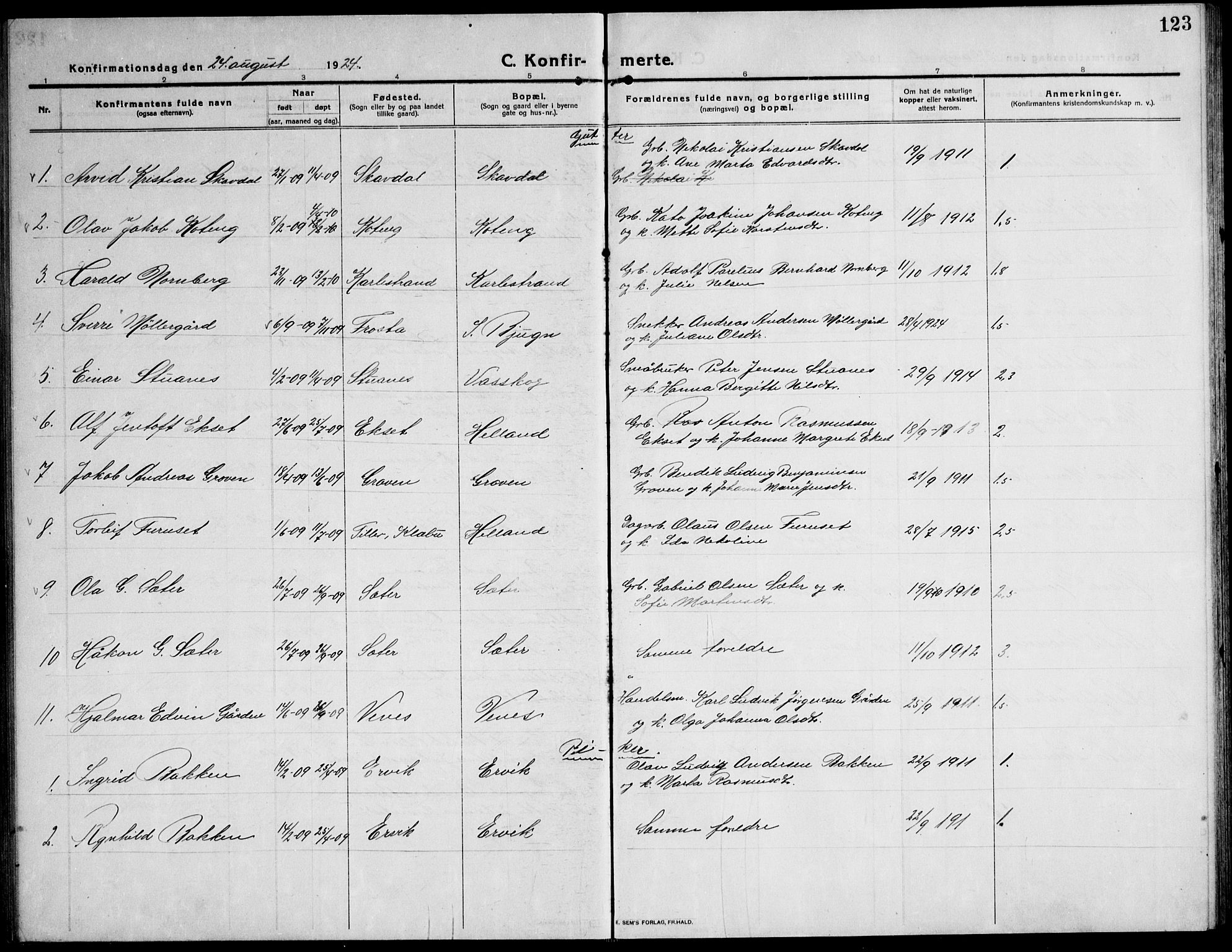 Ministerialprotokoller, klokkerbøker og fødselsregistre - Sør-Trøndelag, SAT/A-1456/651/L0648: Parish register (copy) no. 651C02, 1915-1945, p. 123