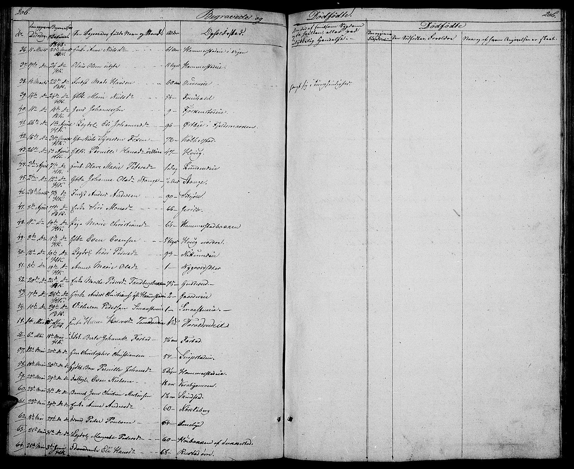 Østre Toten prestekontor, SAH/PREST-104/H/Ha/Hab/L0003: Parish register (copy) no. 3, 1848-1857, p. 206
