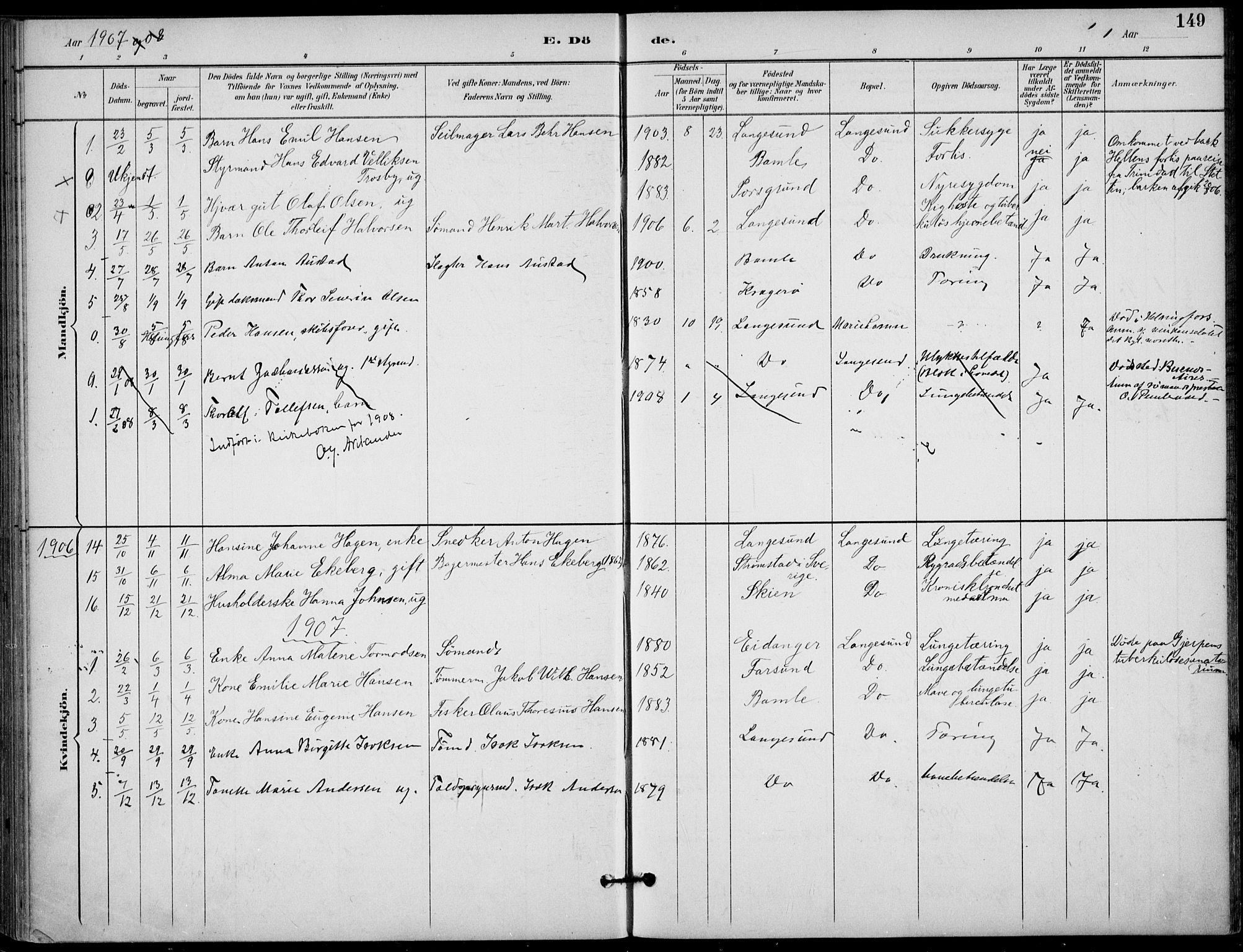 Langesund kirkebøker, SAKO/A-280/F/Fa/L0003: Parish register (official) no. 3, 1893-1907, p. 149