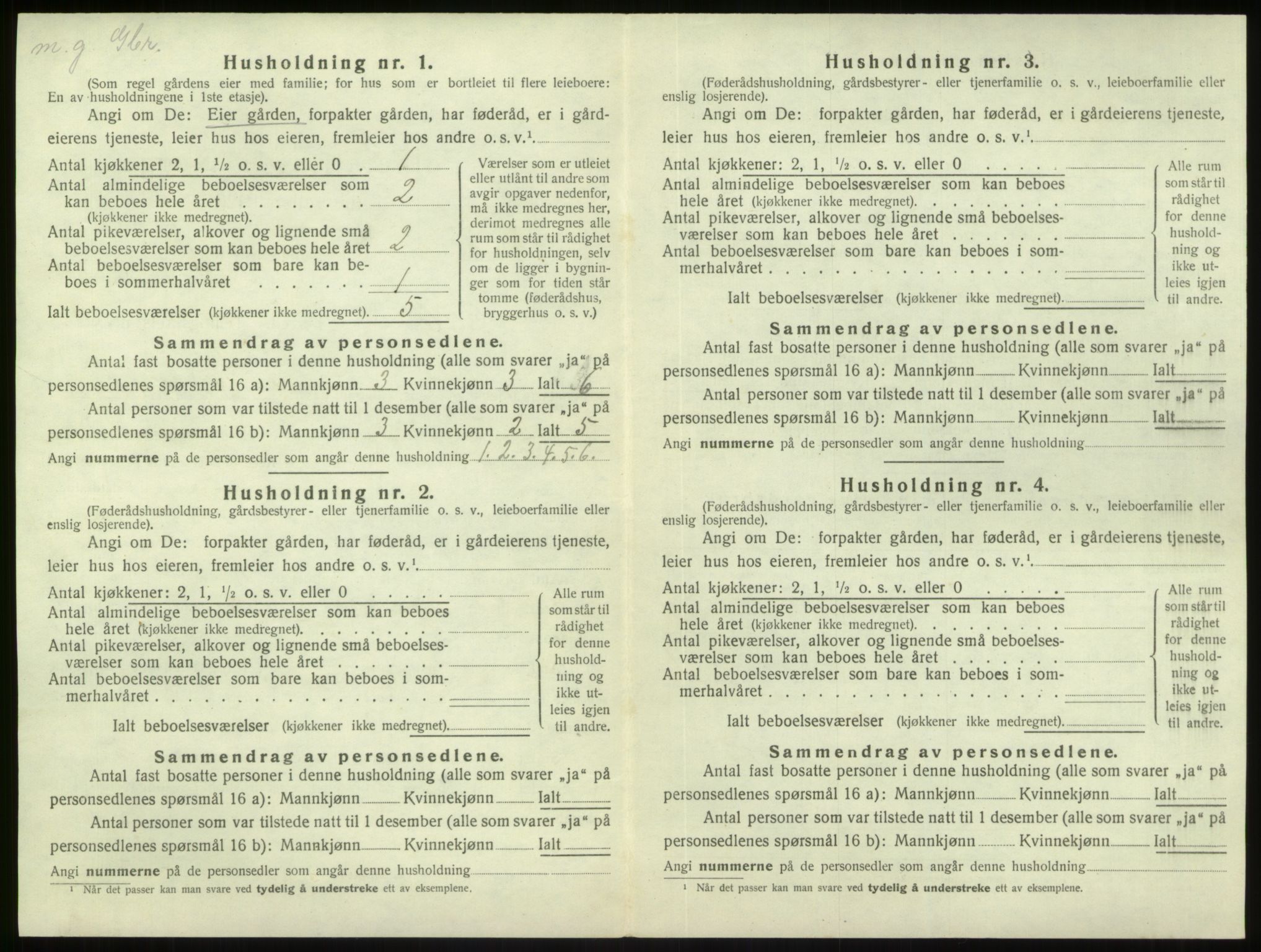 SAB, 1920 census for Gulen, 1920, p. 155