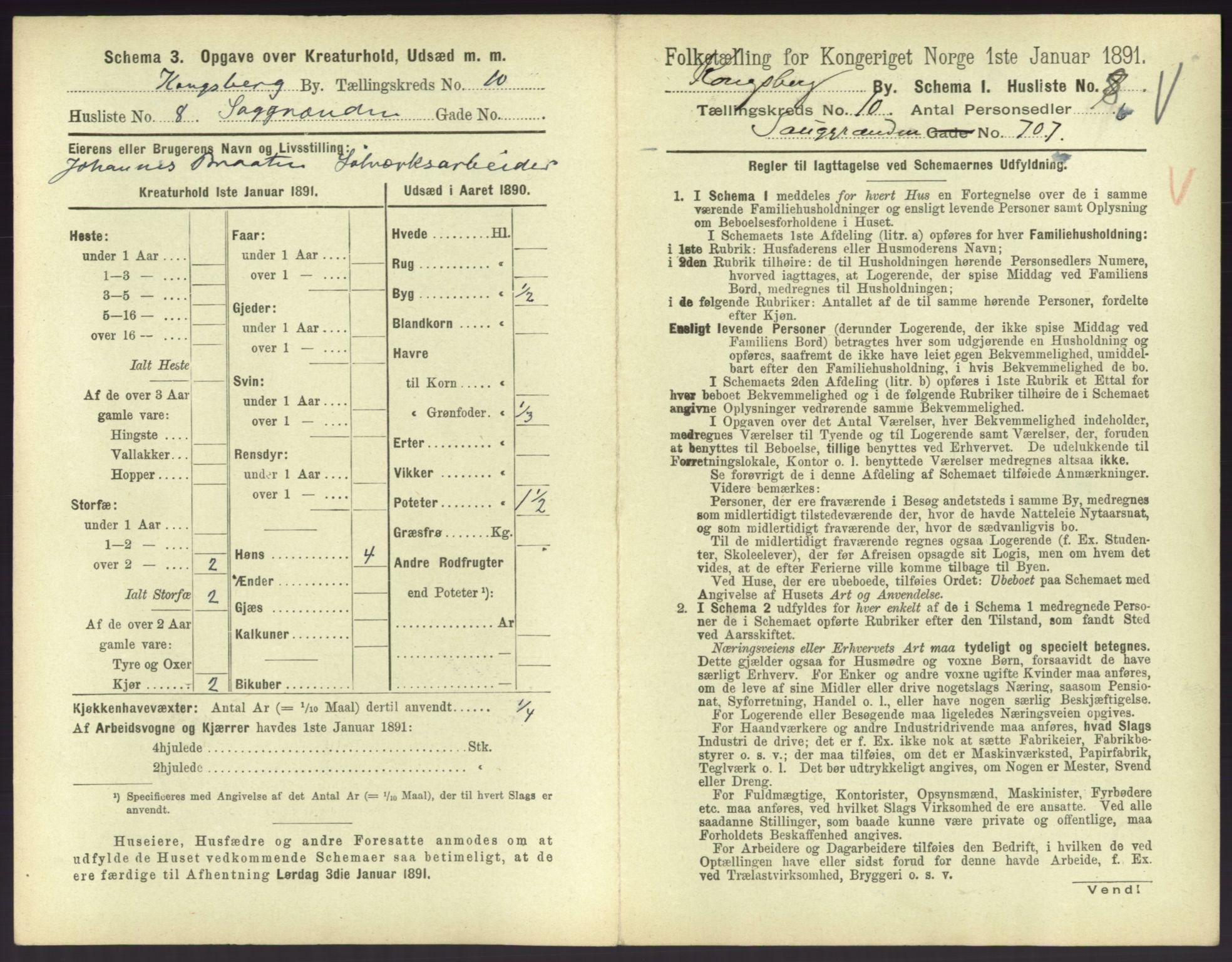 RA, 1891 census for 0604 Kongsberg, 1891, p. 1387