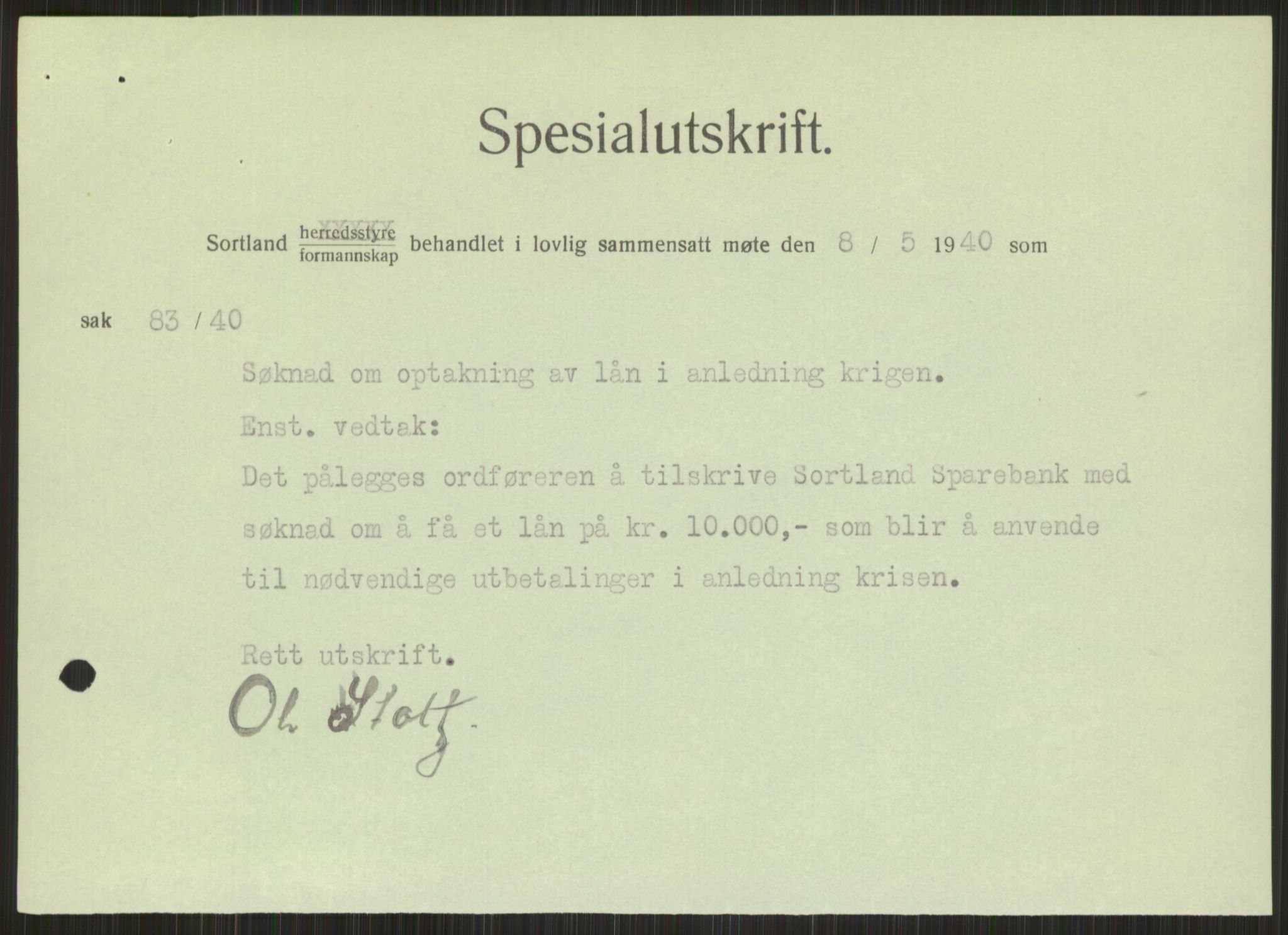 Forsvaret, Forsvarets krigshistoriske avdeling, AV/RA-RAFA-2017/Y/Ya/L0017: II-C-11-31 - Fylkesmenn.  Rapporter om krigsbegivenhetene 1940., 1940, p. 286