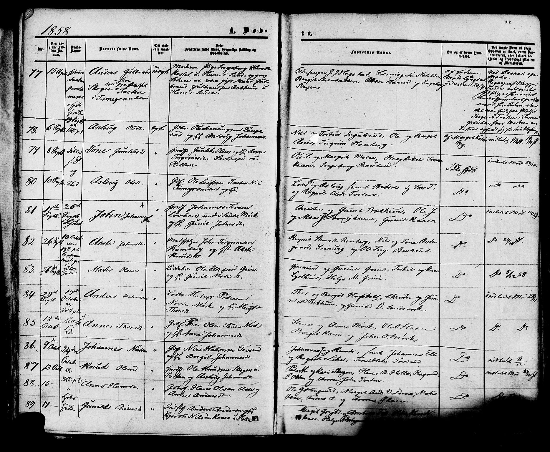 Heddal kirkebøker, AV/SAKO-A-268/F/Fa/L0007: Parish register (official) no. I 7, 1855-1877, p. 32