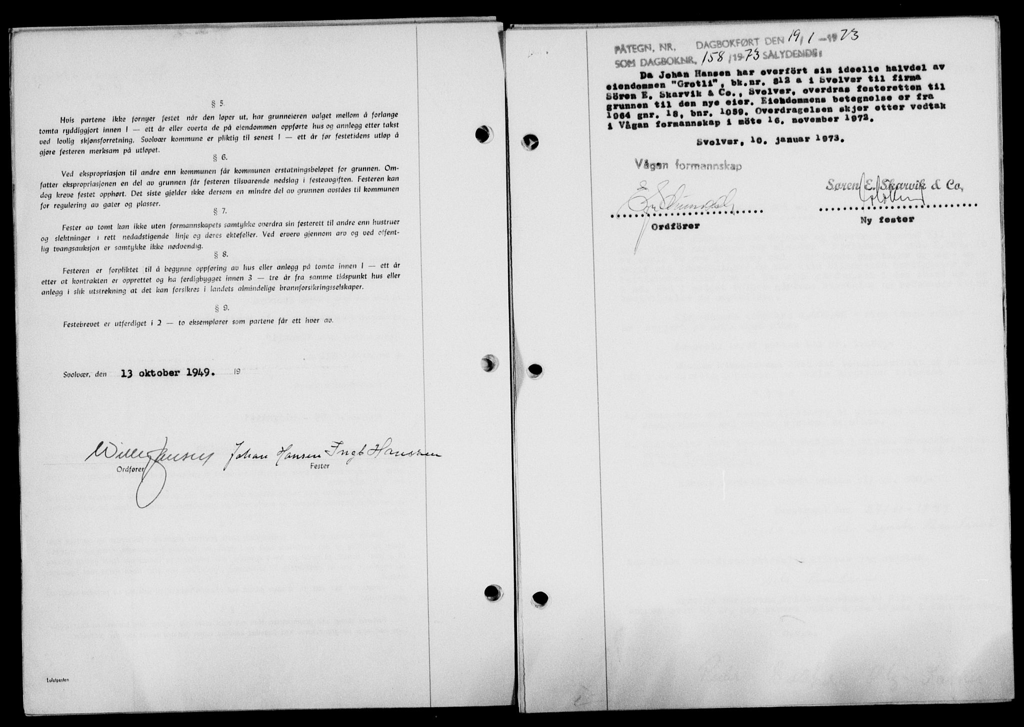 Lofoten sorenskriveri, SAT/A-0017/1/2/2C/L0023a: Mortgage book no. 23a, 1950-1950, Diary no: : 158/1950