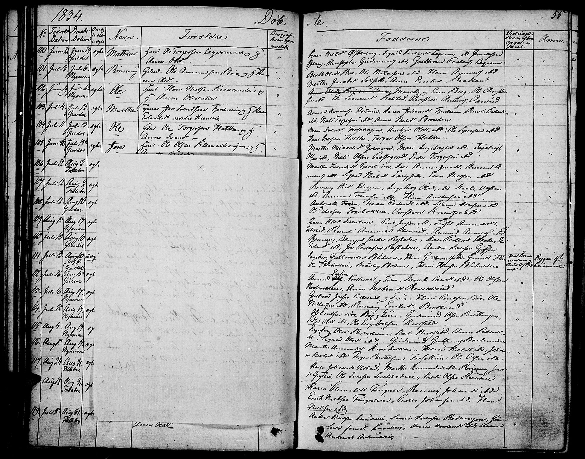 Gausdal prestekontor, AV/SAH-PREST-090/H/Ha/Haa/L0006: Parish register (official) no. 6, 1830-1839, p. 55