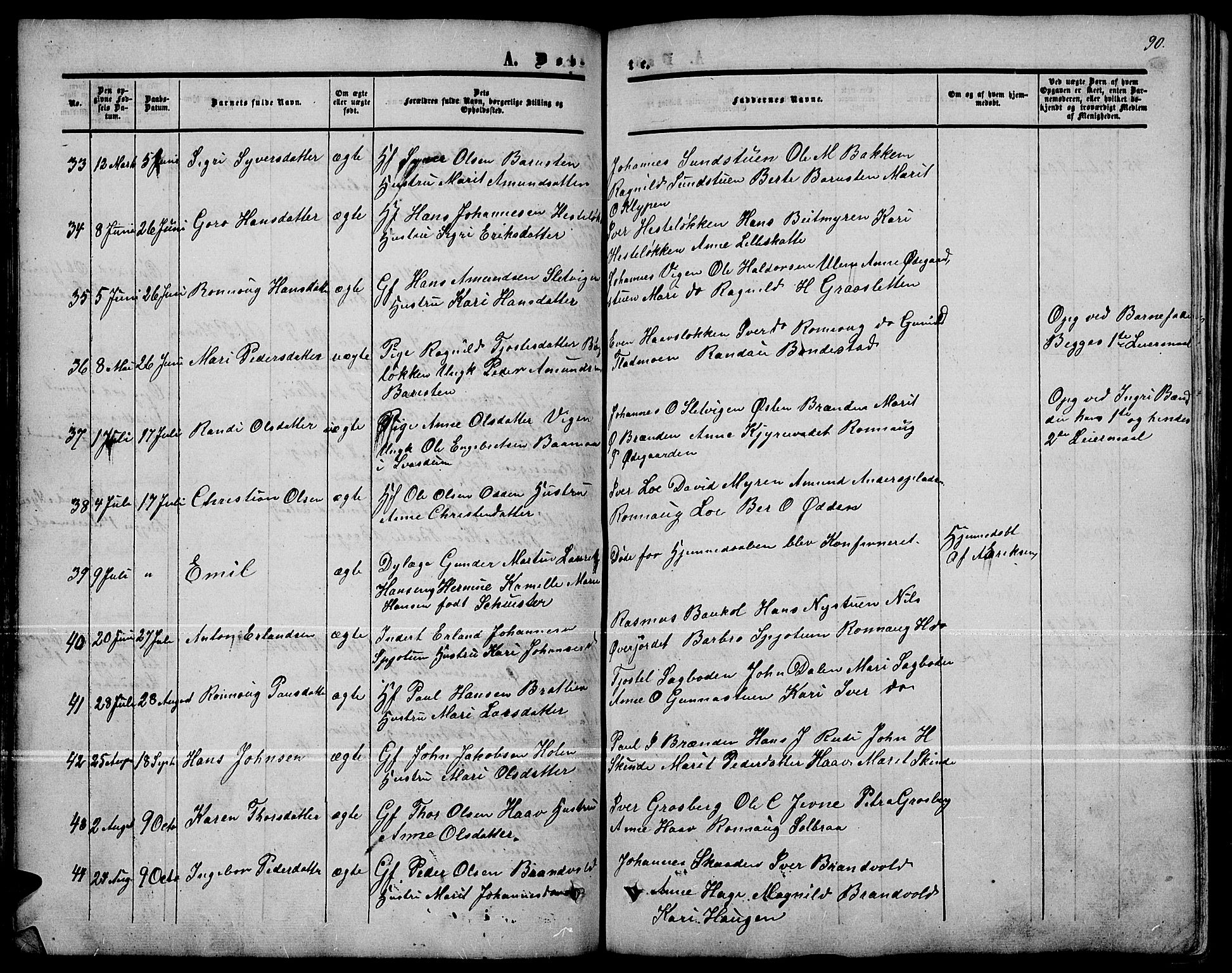 Nord-Fron prestekontor, AV/SAH-PREST-080/H/Ha/Hab/L0001: Parish register (copy) no. 1, 1851-1883, p. 90