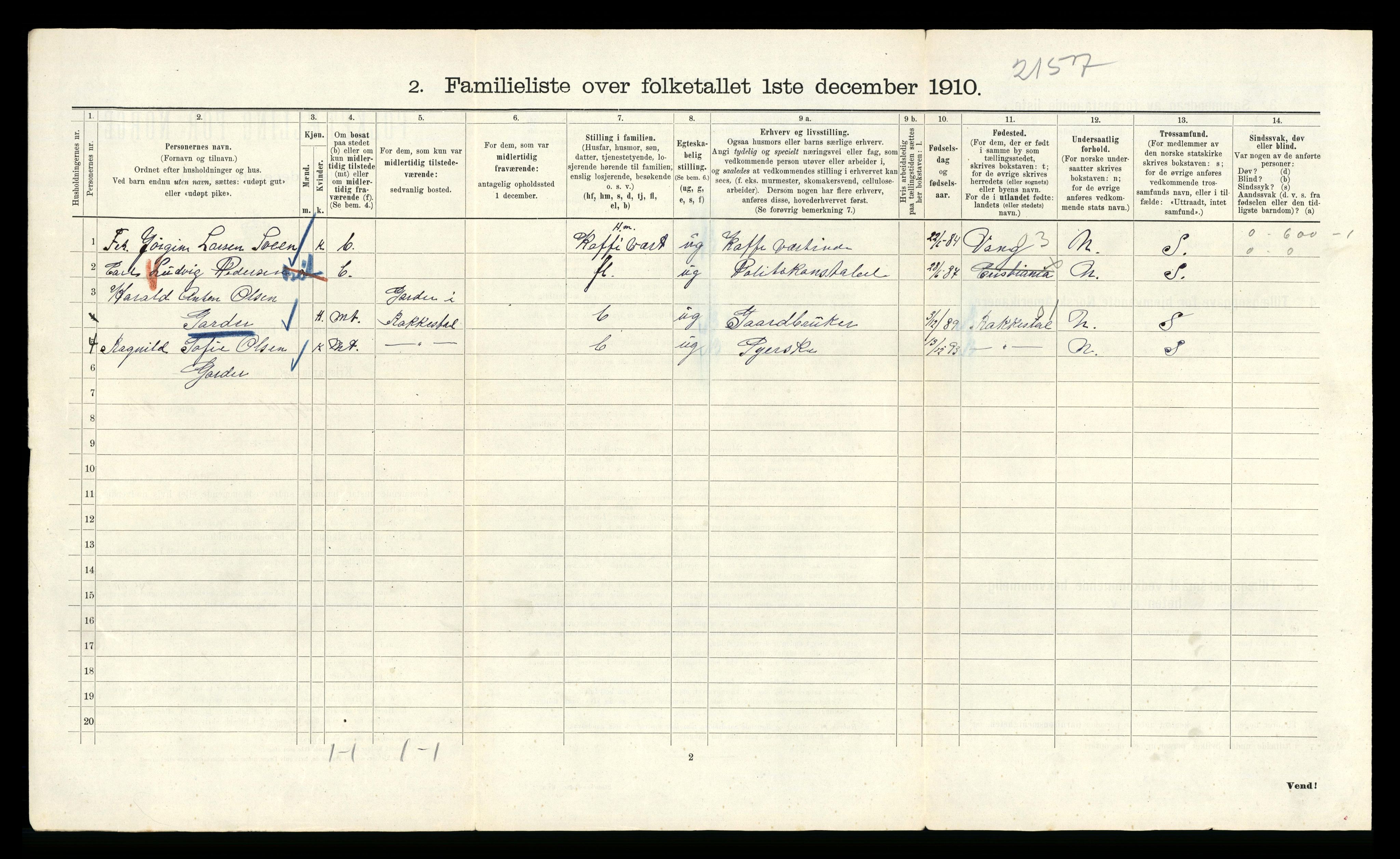 RA, 1910 census for Kristiania, 1910, p. 83328