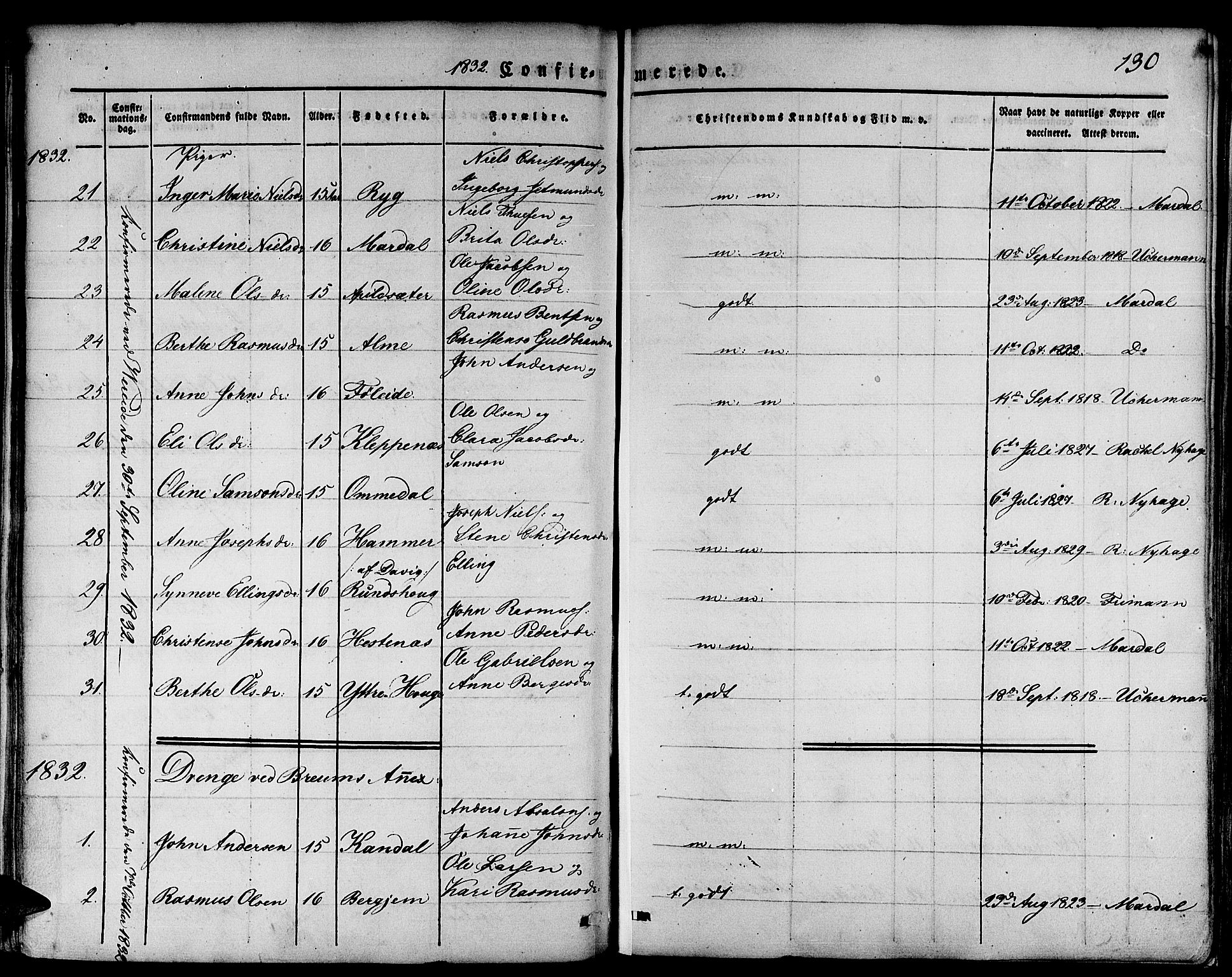 Gloppen sokneprestembete, SAB/A-80101/H/Haa/Haaa/L0007: Parish register (official) no. A 7, 1827-1837, p. 130