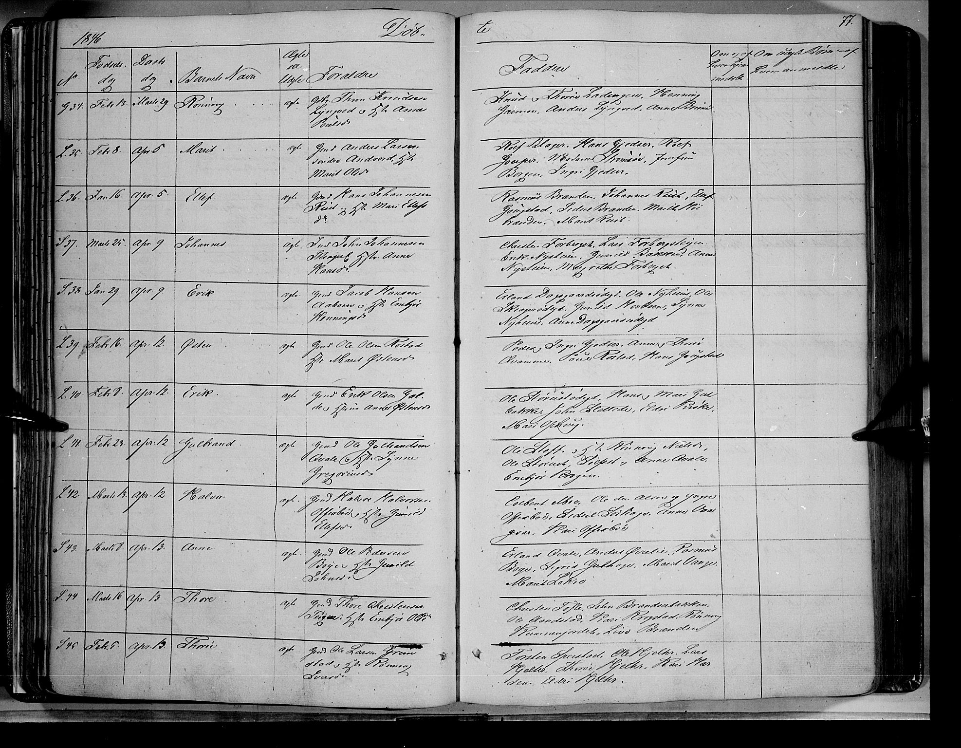 Lom prestekontor, AV/SAH-PREST-070/K/L0006: Parish register (official) no. 6A, 1837-1863, p. 77