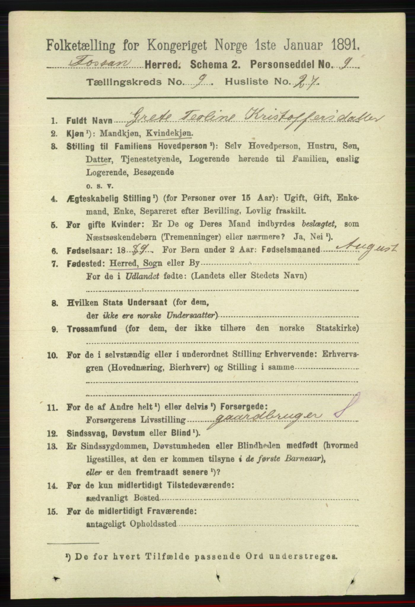 RA, 1891 census for 1129 Forsand, 1891, p. 1641