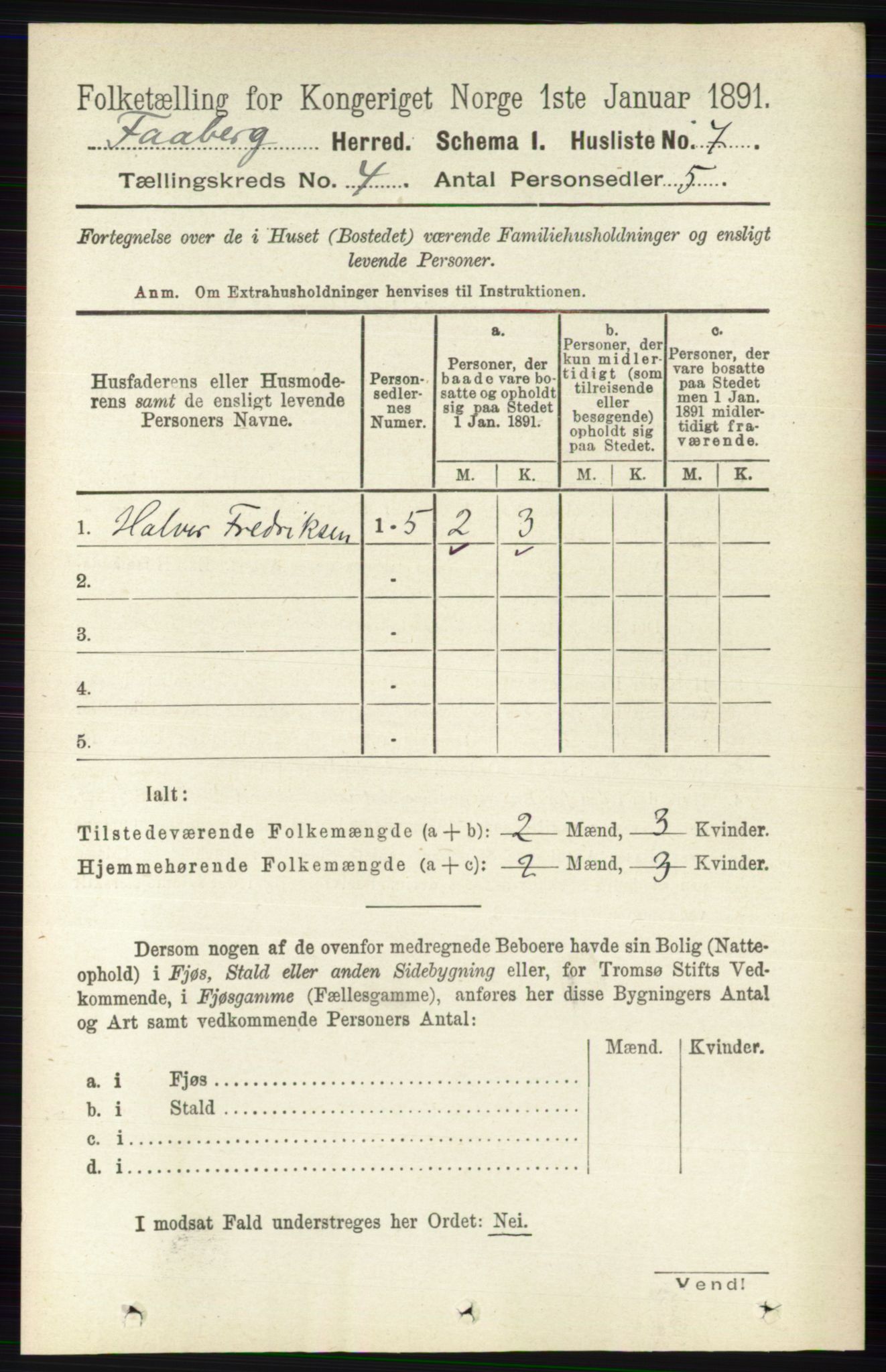 RA, 1891 census for 0524 Fåberg, 1891, p. 1172