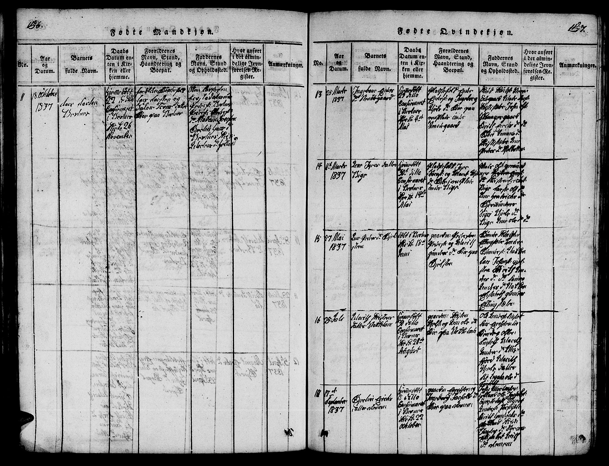 Ministerialprotokoller, klokkerbøker og fødselsregistre - Møre og Romsdal, AV/SAT-A-1454/539/L0535: Parish register (copy) no. 539C01, 1818-1842, p. 156-157