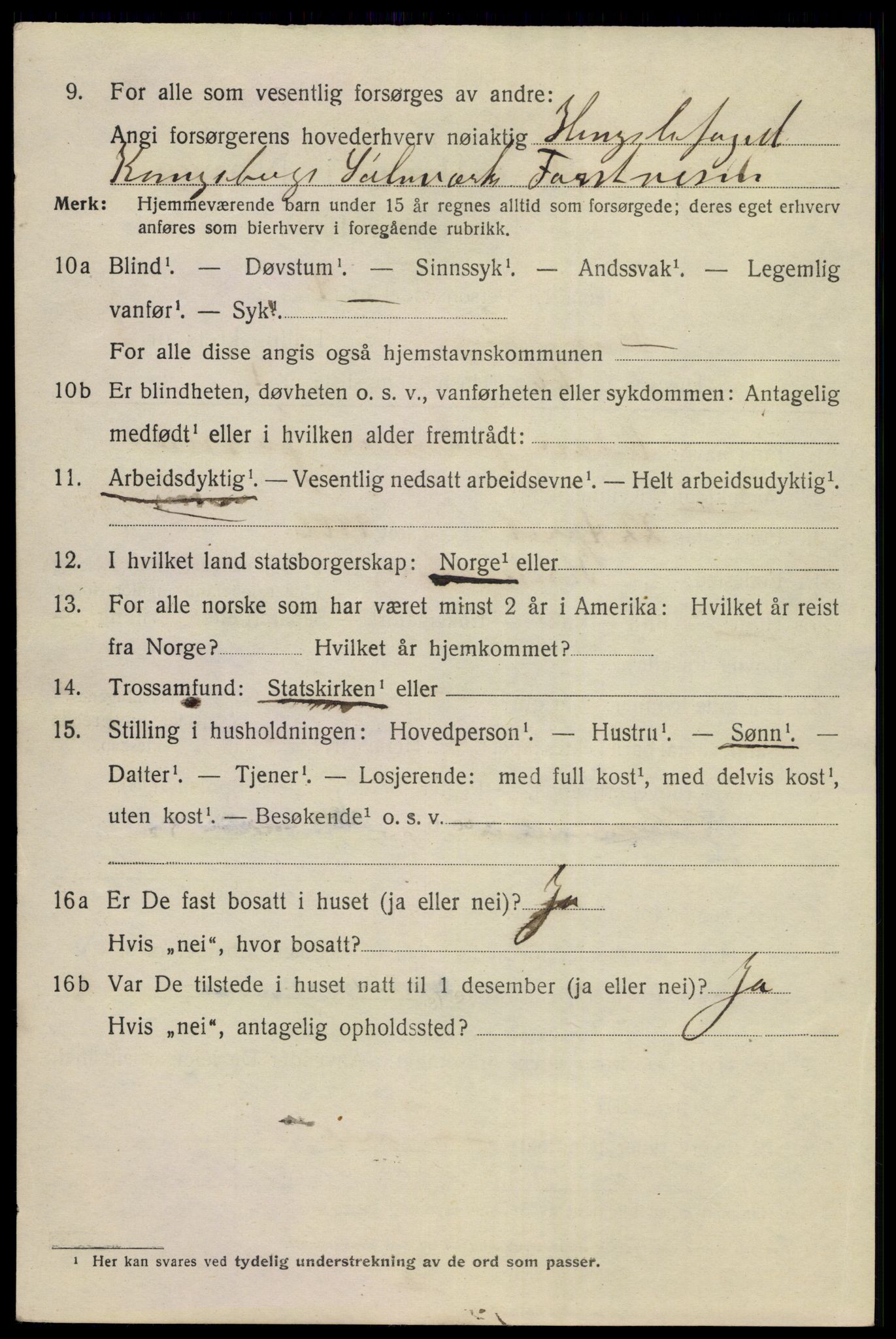 SAKO, 1920 census for Kongsberg, 1920, p. 10965