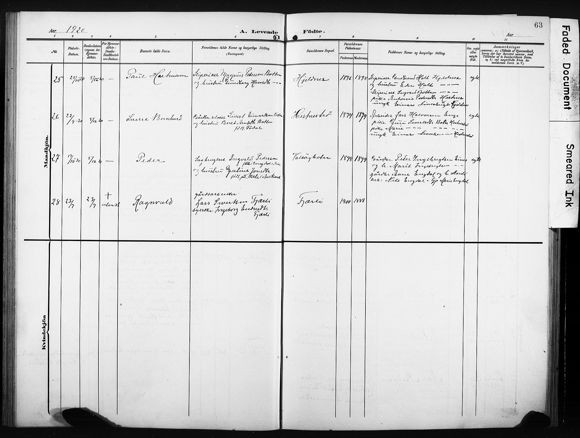 Ministerialprotokoller, klokkerbøker og fødselsregistre - Møre og Romsdal, AV/SAT-A-1454/580/L0927: Parish register (copy) no. 580C02, 1904-1932, p. 63