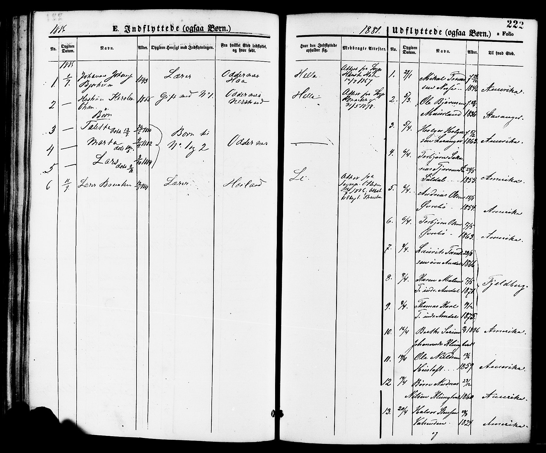 Nedstrand sokneprestkontor, SAST/A-101841/01/IV: Parish register (official) no. A 11, 1877-1887, p. 222