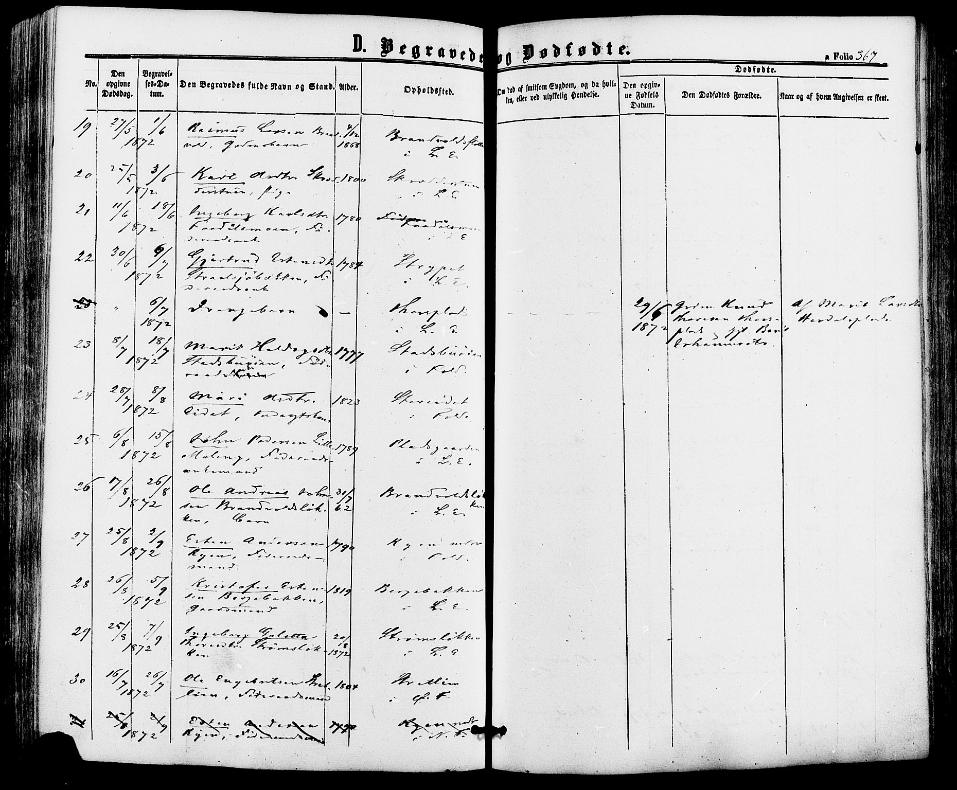 Alvdal prestekontor, AV/SAH-PREST-060/H/Ha/Haa/L0001: Parish register (official) no. 1, 1863-1882, p. 367