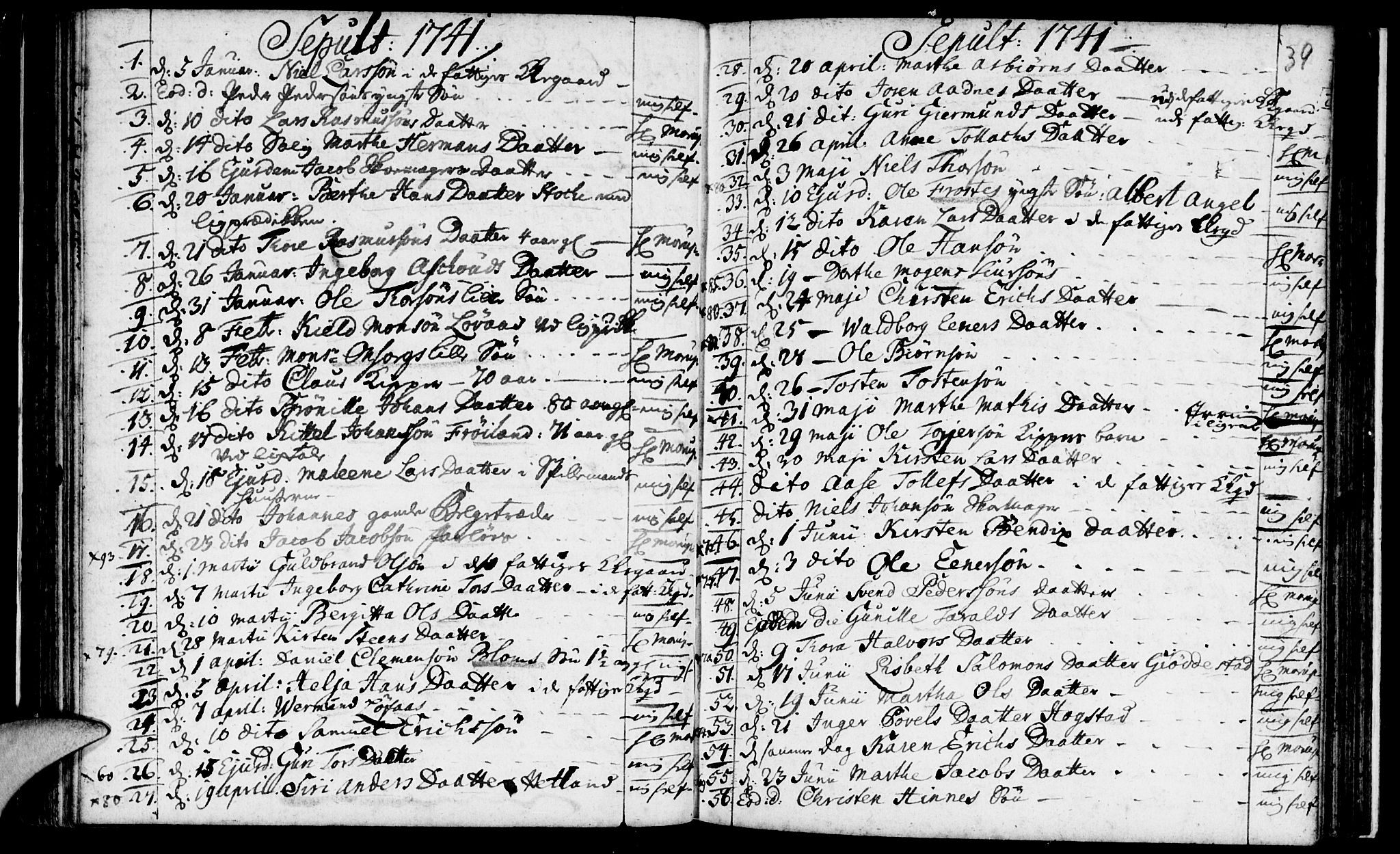 Domkirken sokneprestkontor, SAST/A-101812/001/30/30BA/L0003: Parish register (official) no. A 3 /1, 1738-1760, p. 39