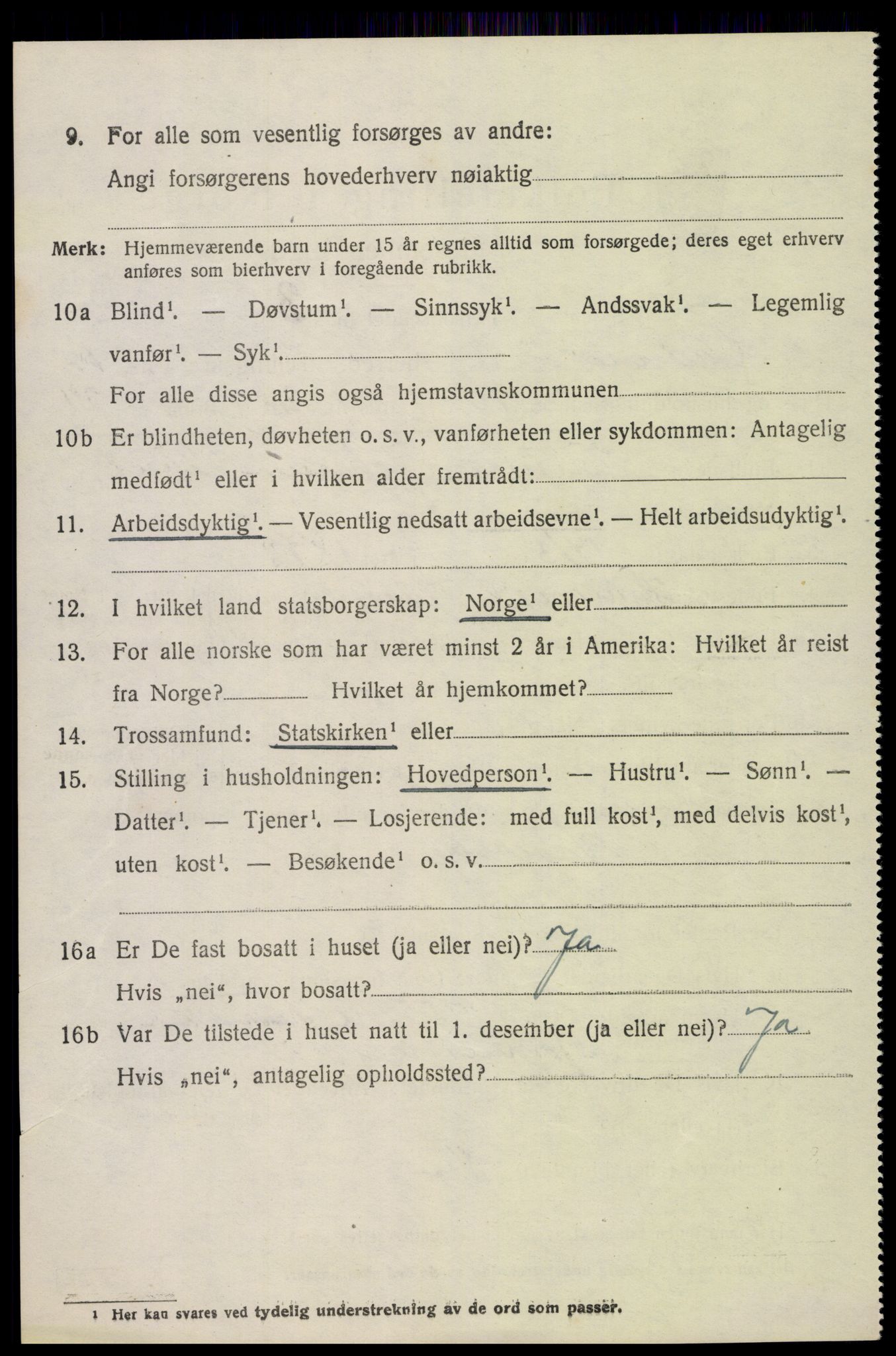 SAK, 1920 census for Oddernes, 1920, p. 6466