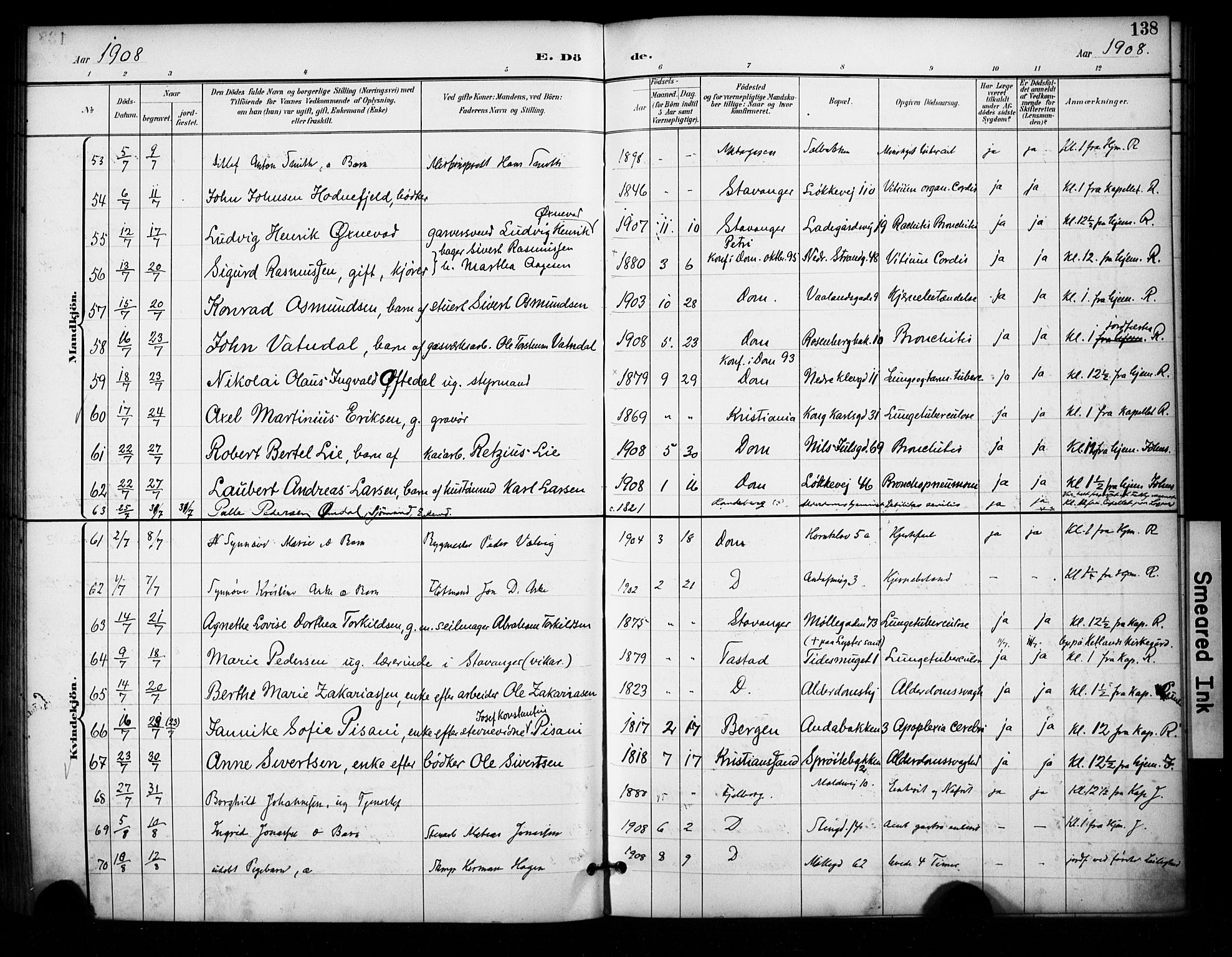 Domkirken sokneprestkontor, SAST/A-101812/001/30/30BA/L0032: Parish register (official) no. A 31, 1896-1917, p. 138
