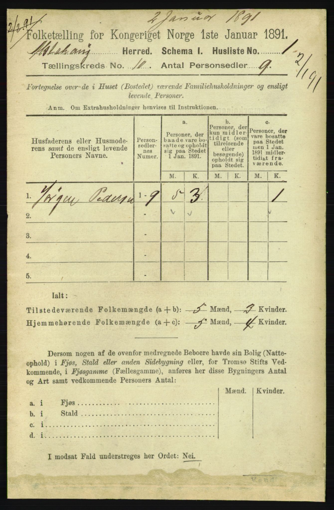 RA, 1891 census for 1820 Alstahaug, 1891, p. 3464