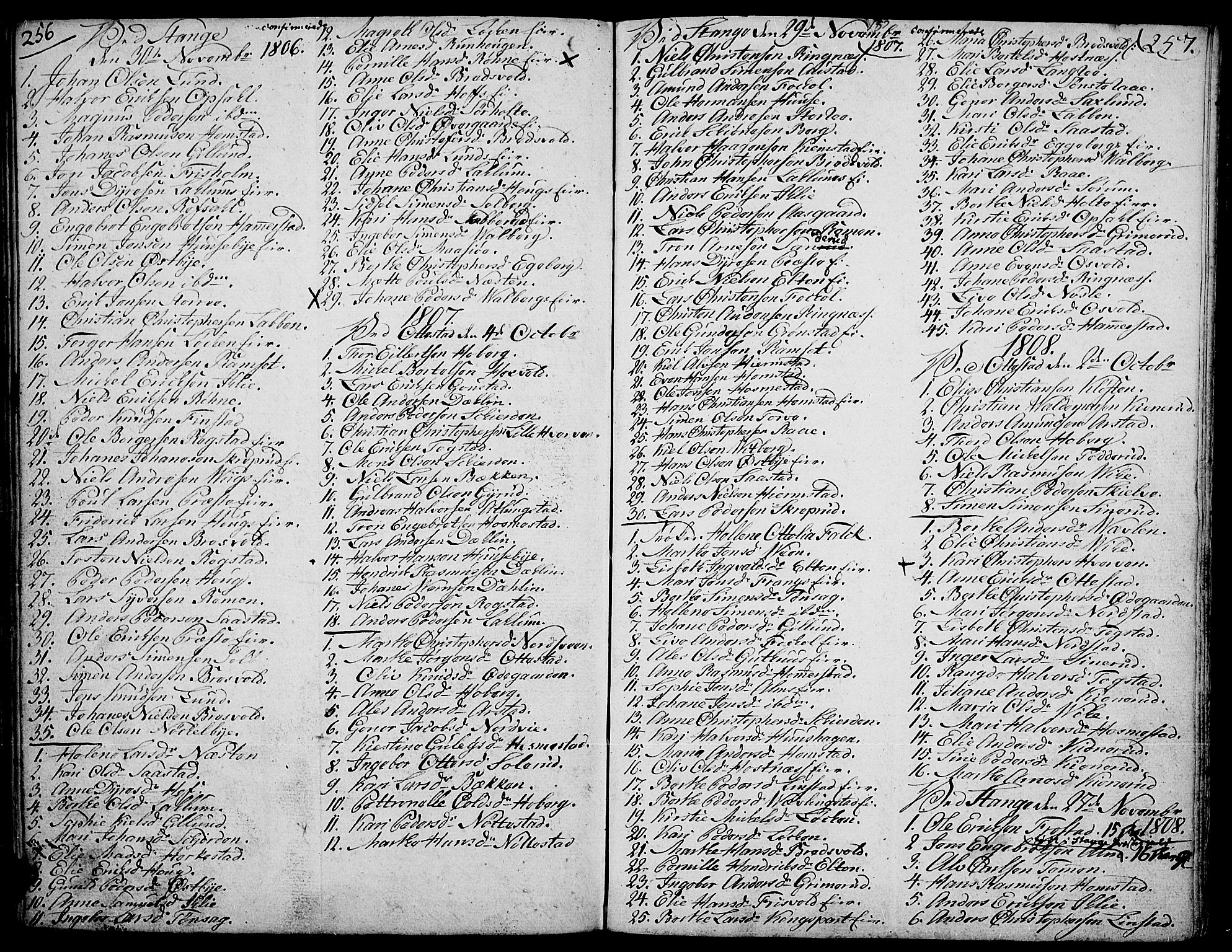 Stange prestekontor, SAH/PREST-002/K/L0007: Parish register (official) no. 7, 1788-1813, p. 256-257