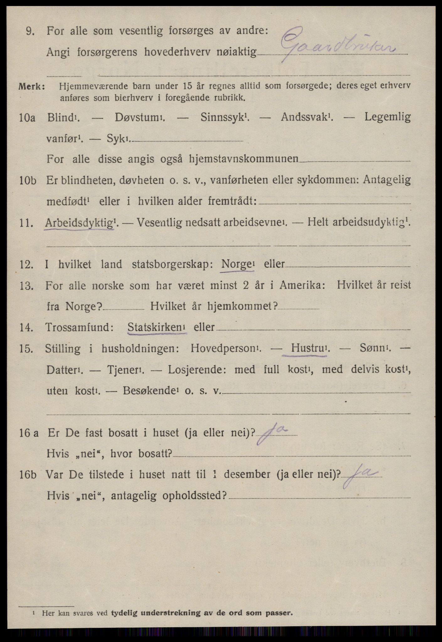 SAT, 1920 census for Volda, 1920, p. 12077