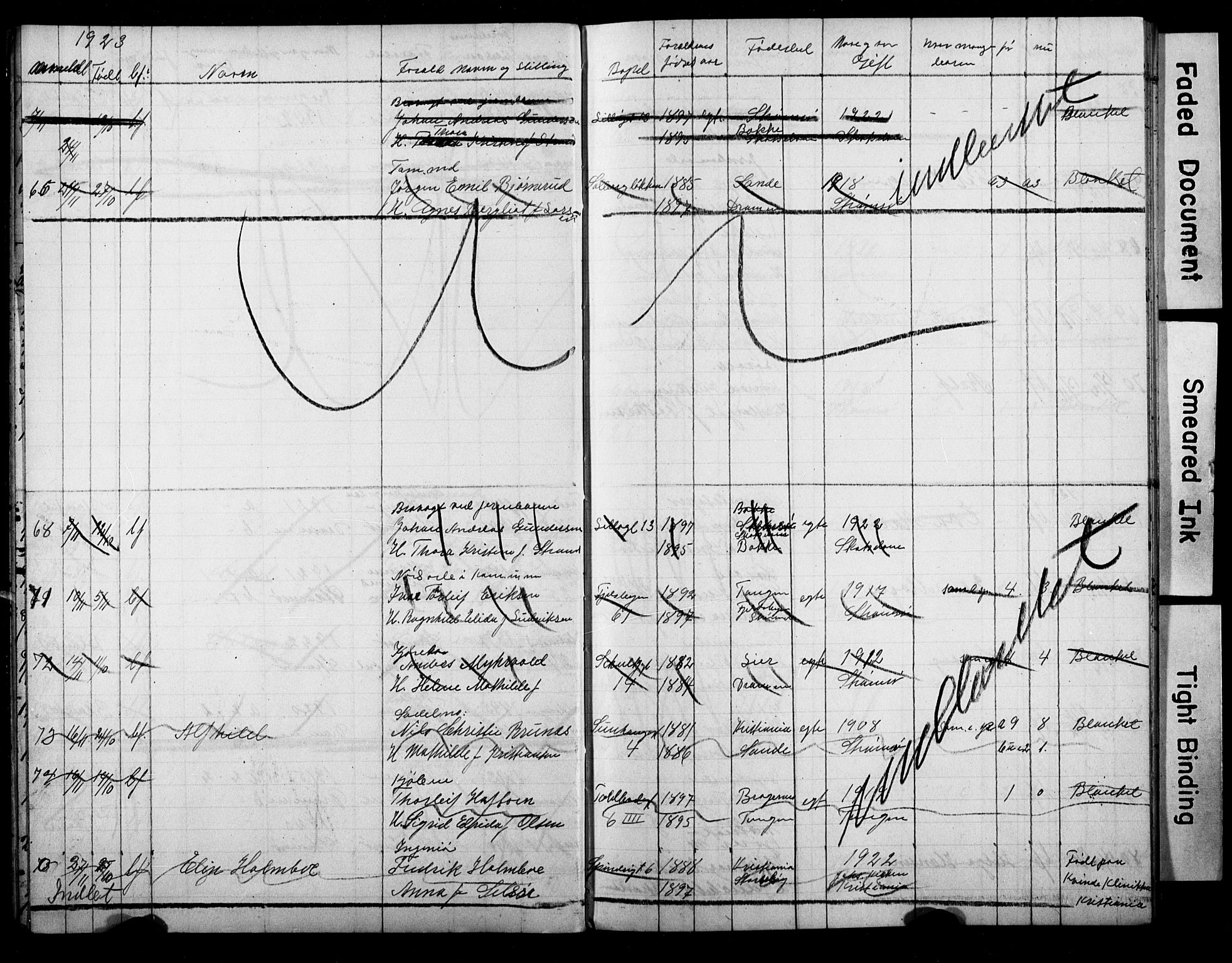 Strømsø kirkebøker, AV/SAKO-A-246/Y/Ya/L0009: Parish register draft no. I 9, 1920-1925