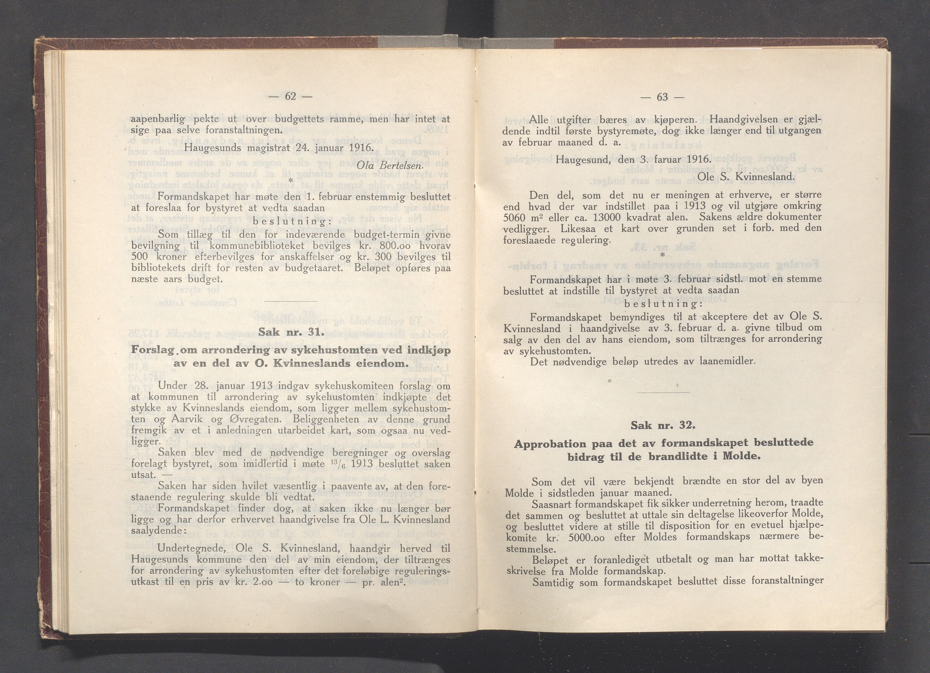 Haugesund kommune - Formannskapet og Bystyret, IKAR/A-740/A/Abb/L0002: Bystyreforhandlinger, 1908-1917, p. 701