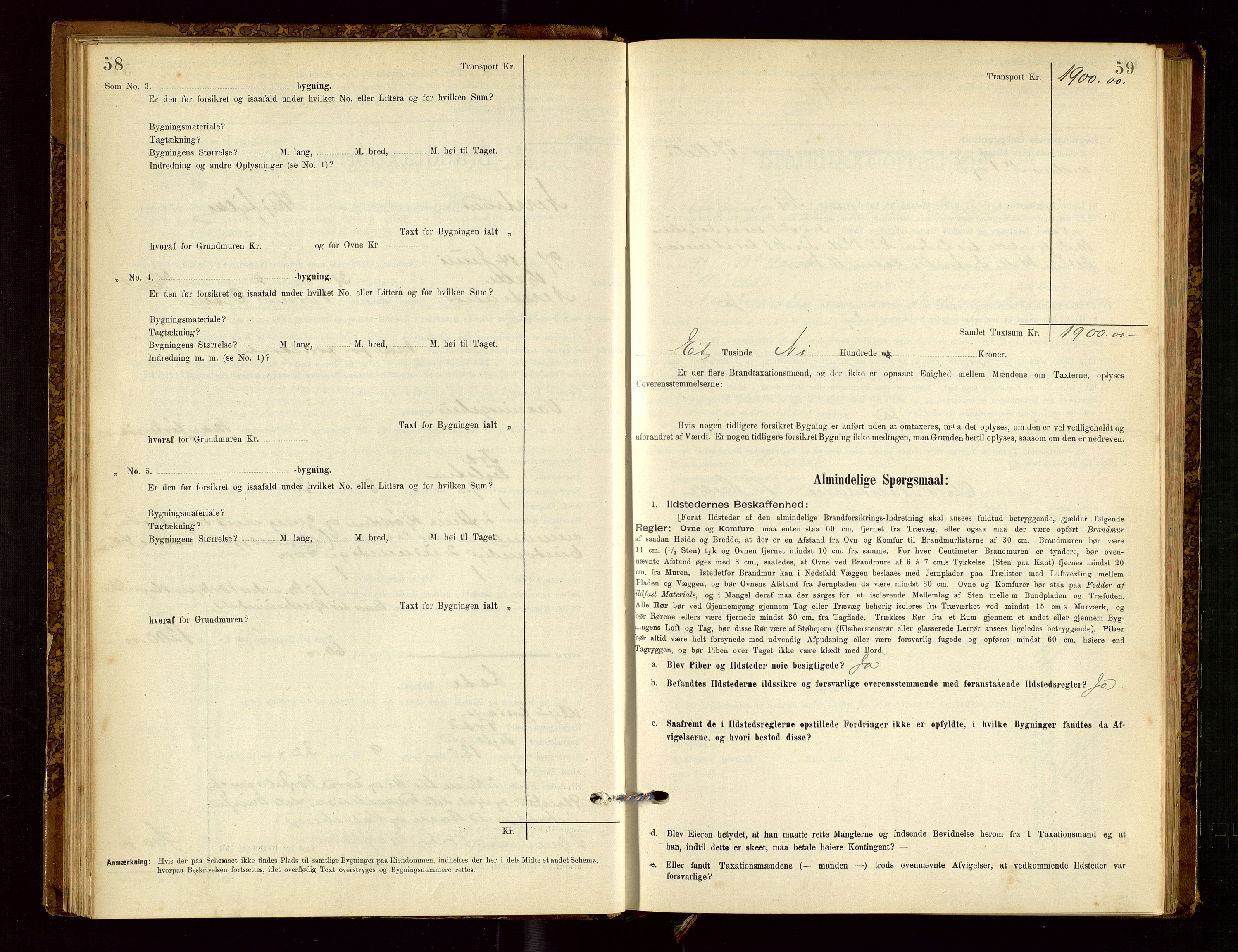 Nedstrand lensmannskontor, AV/SAST-A-100236/Gob/L0001: "Brandtaxationsprotokol for Nerstrand Lensmandsdistrikt Ryfylke fogderi", 1895-1915, p. 58-59