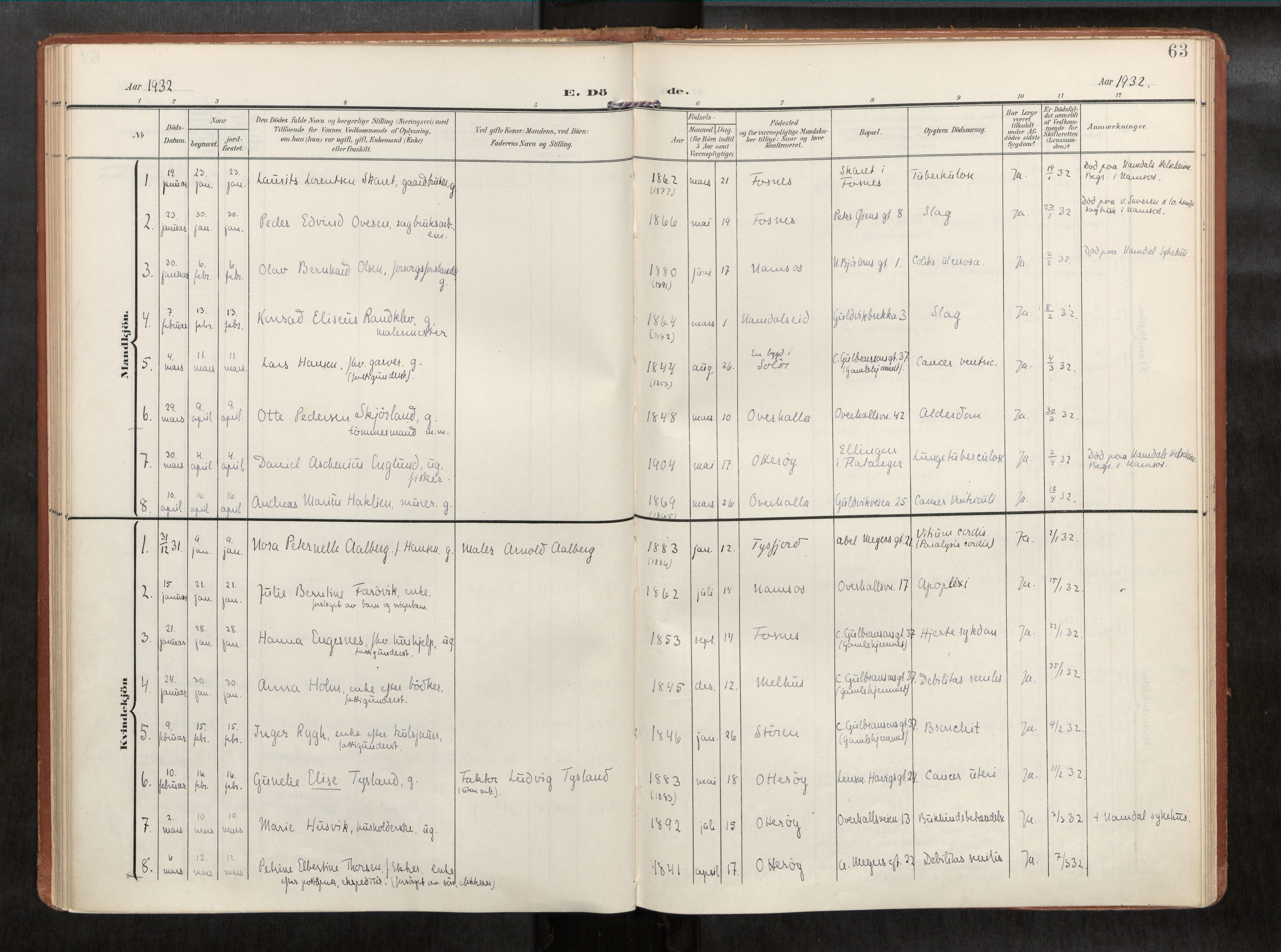 Ministerialprotokoller, klokkerbøker og fødselsregistre - Nord-Trøndelag, AV/SAT-A-1458/768/L0579b: Parish register (official) no. 768A15, 1908-1945, p. 63