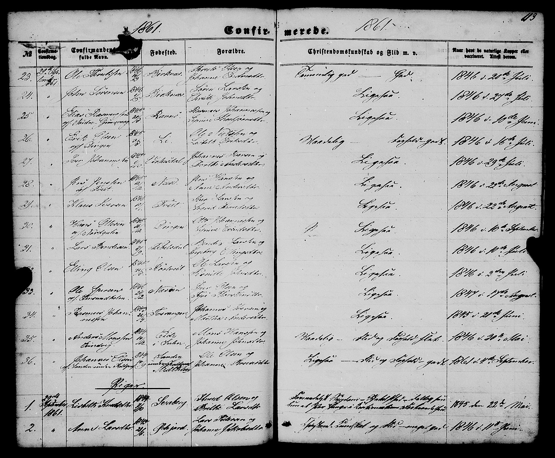 Gulen sokneprestembete, AV/SAB-A-80201/H/Haa/Haaa/L0022: Parish register (official) no. A 22, 1859-1869, p. 113