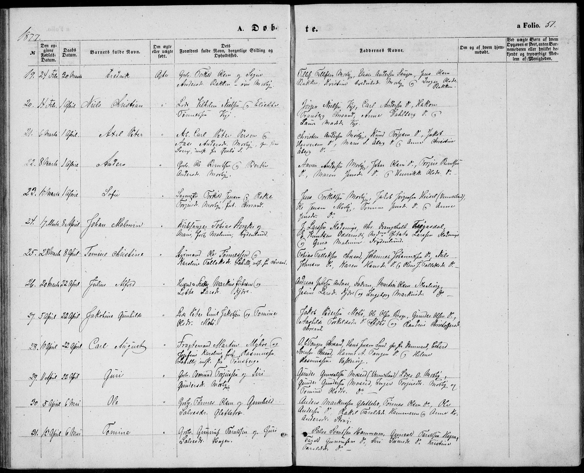 Oddernes sokneprestkontor, SAK/1111-0033/F/Fb/Fba/L0007: Parish register (copy) no. B 7, 1869-1887, p. 51