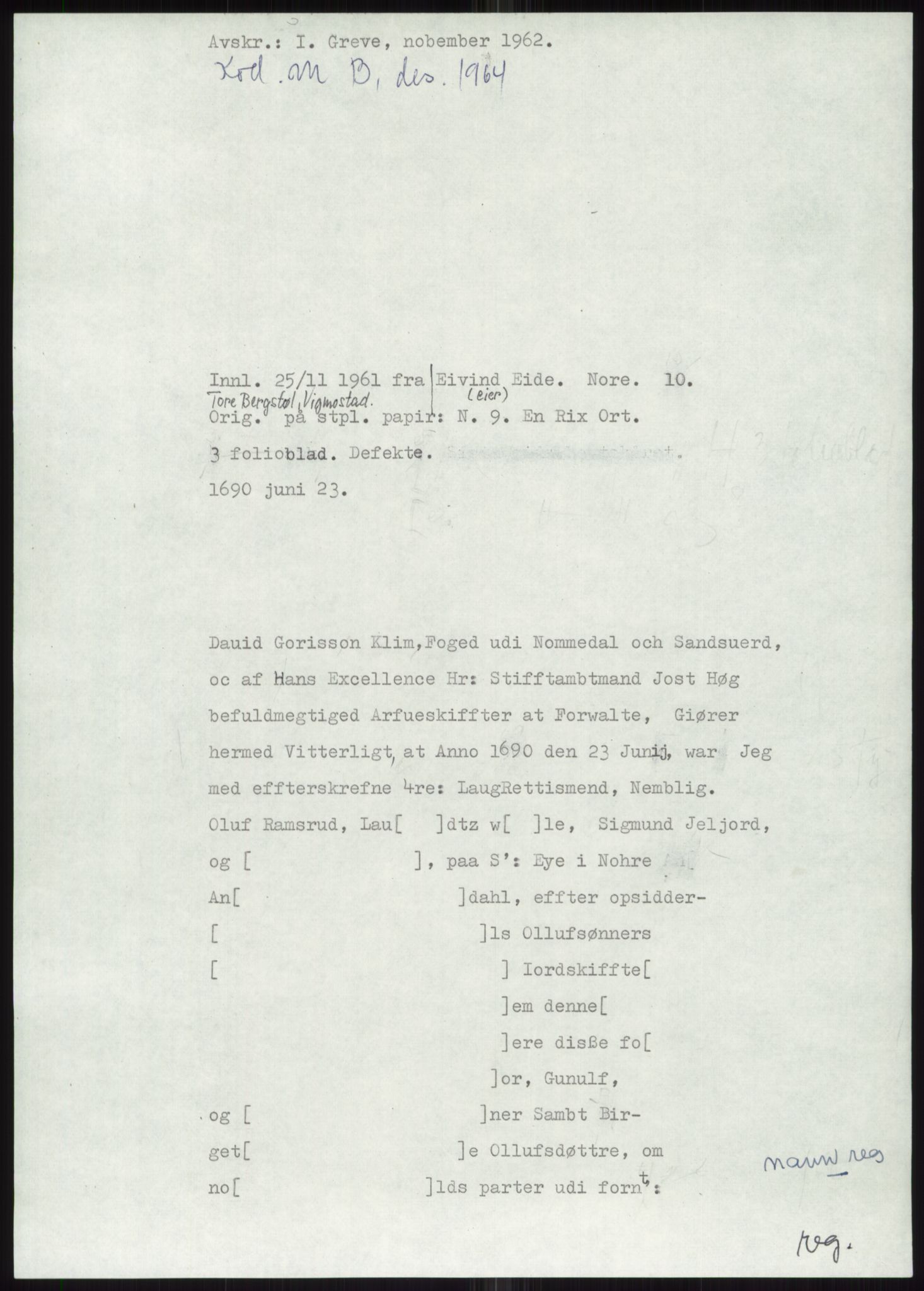 Samlinger til kildeutgivelse, Diplomavskriftsamlingen, AV/RA-EA-4053/H/Ha, p. 1708