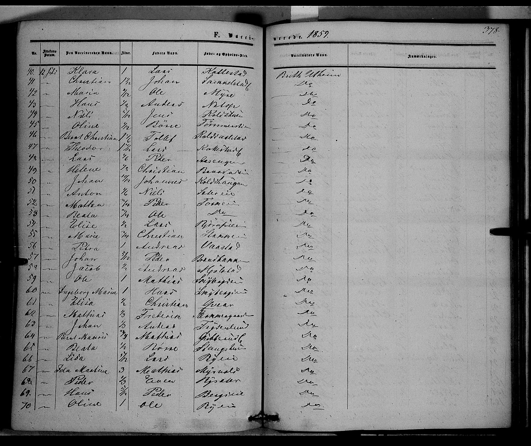 Vardal prestekontor, AV/SAH-PREST-100/H/Ha/Haa/L0006: Parish register (official) no. 6, 1854-1866, p. 378