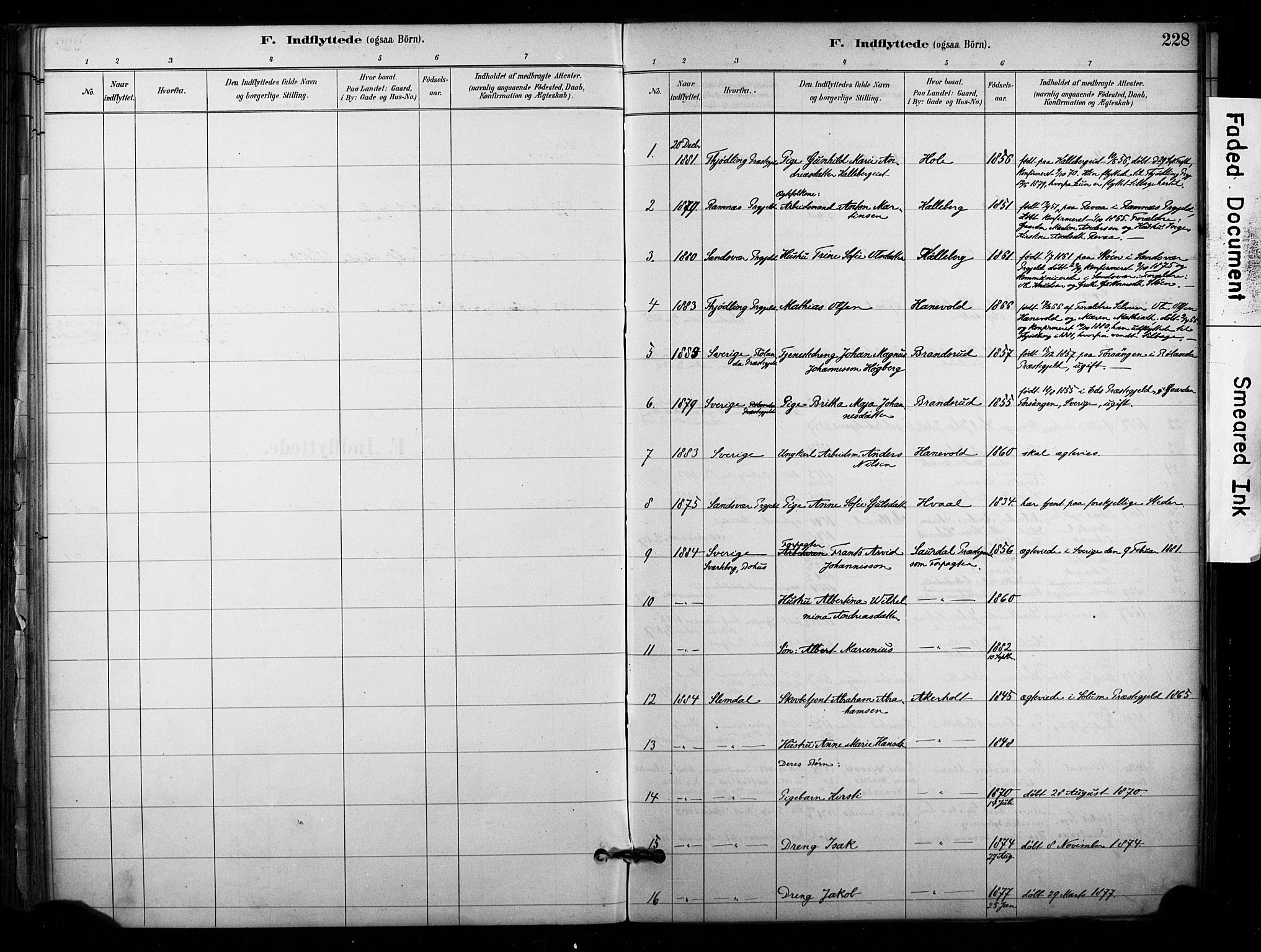 Lardal kirkebøker, AV/SAKO-A-350/F/Fb/L0001: Parish register (official) no. II 1, 1881-1911, p. 228