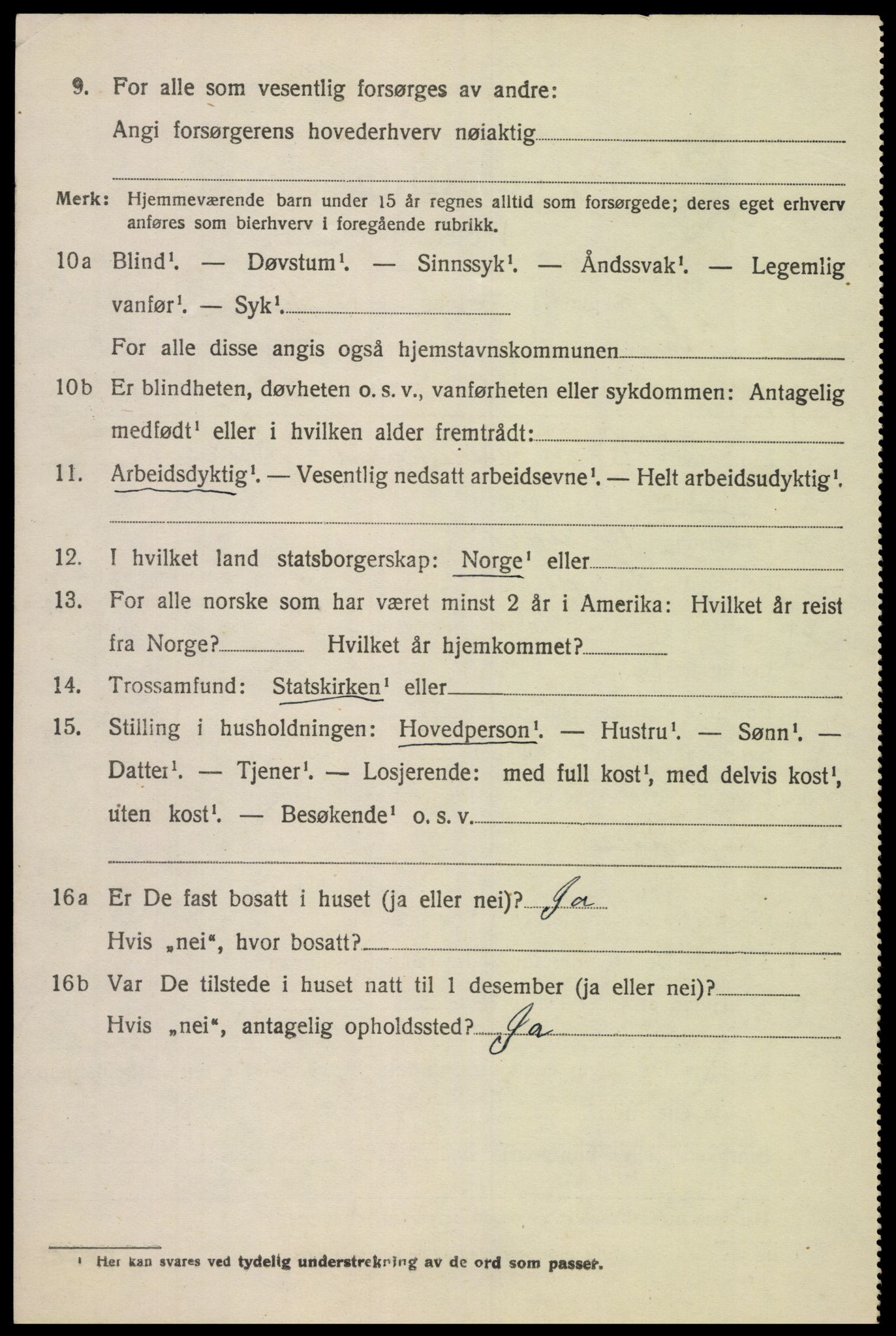 SAK, 1920 census for Bjelland, 1920, p. 704