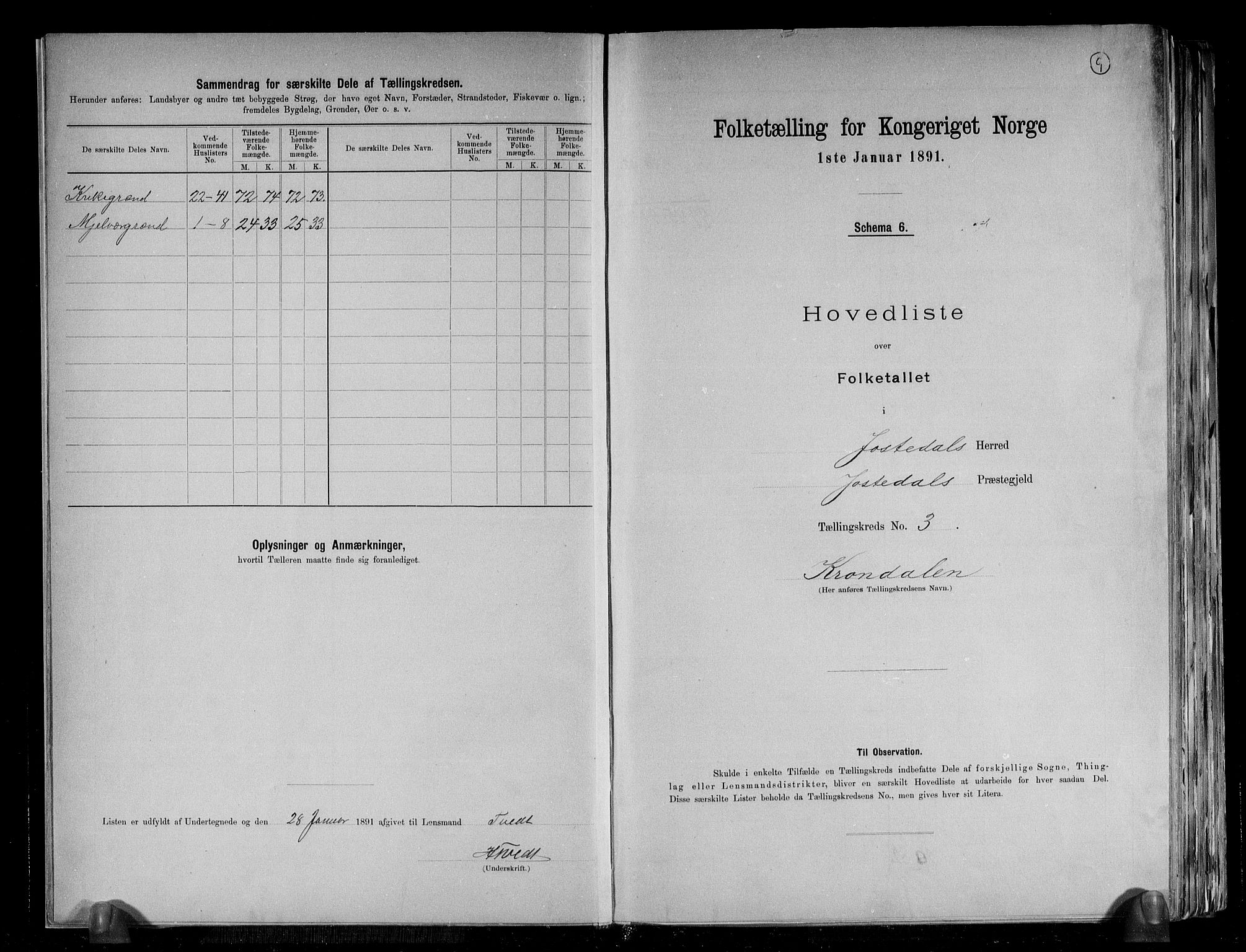 RA, 1891 census for 1427 Jostedal, 1891, p. 9