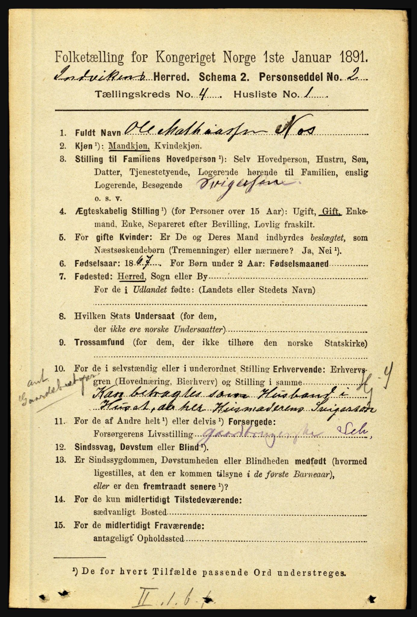 RA, 1891 census for 1447 Innvik, 1891, p. 1457