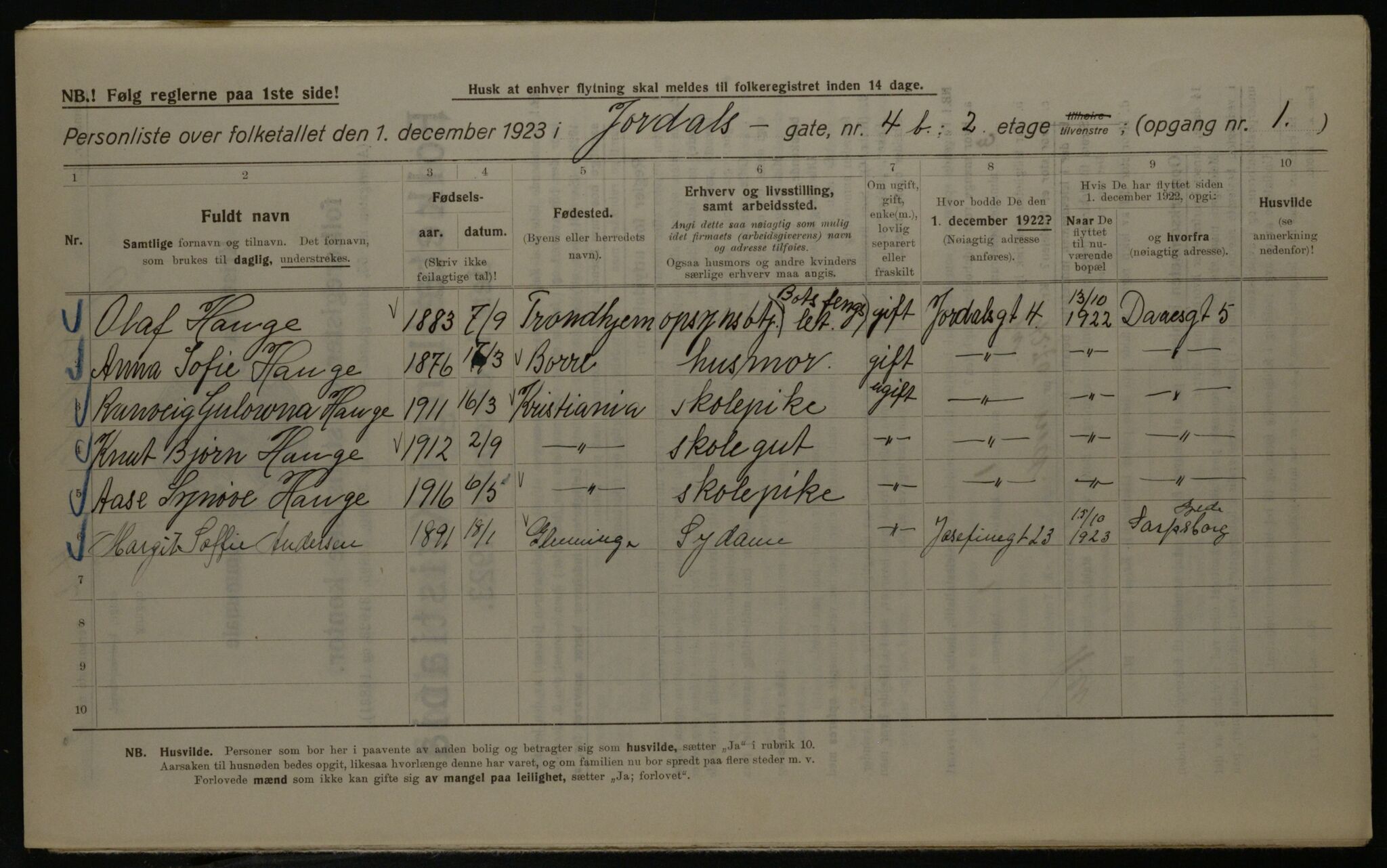 OBA, Municipal Census 1923 for Kristiania, 1923, p. 53097