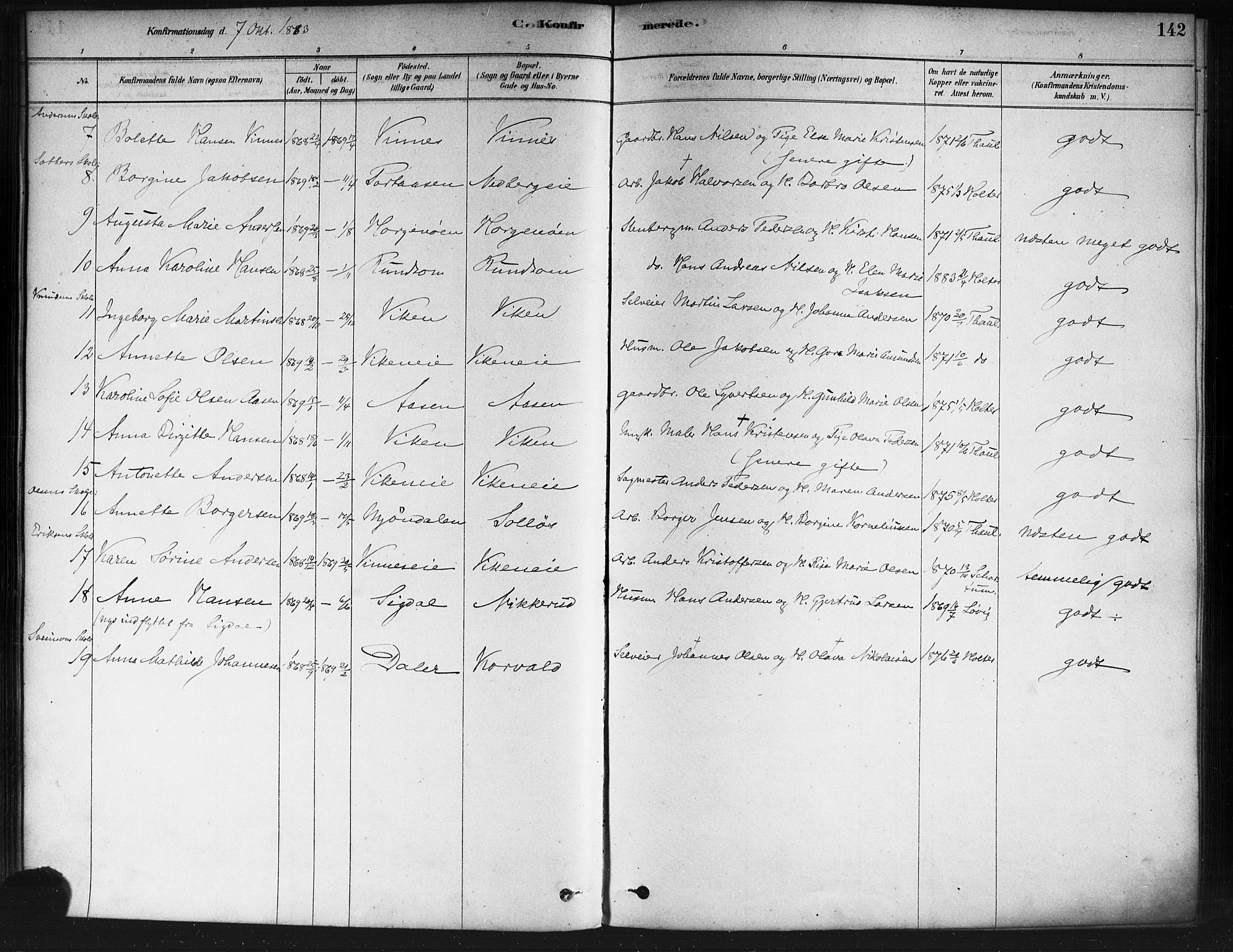 Nedre Eiker kirkebøker, SAKO/A-612/F/Fa/L0002: Parish register (official) no. 2, 1878-1885, p. 142